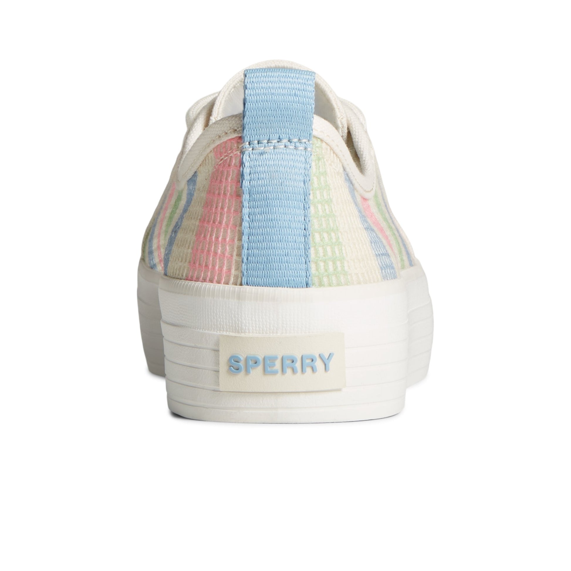 Close-up of the White Crest Vibe Platform Lace Platform Sneaker Vulcanized Sneaker