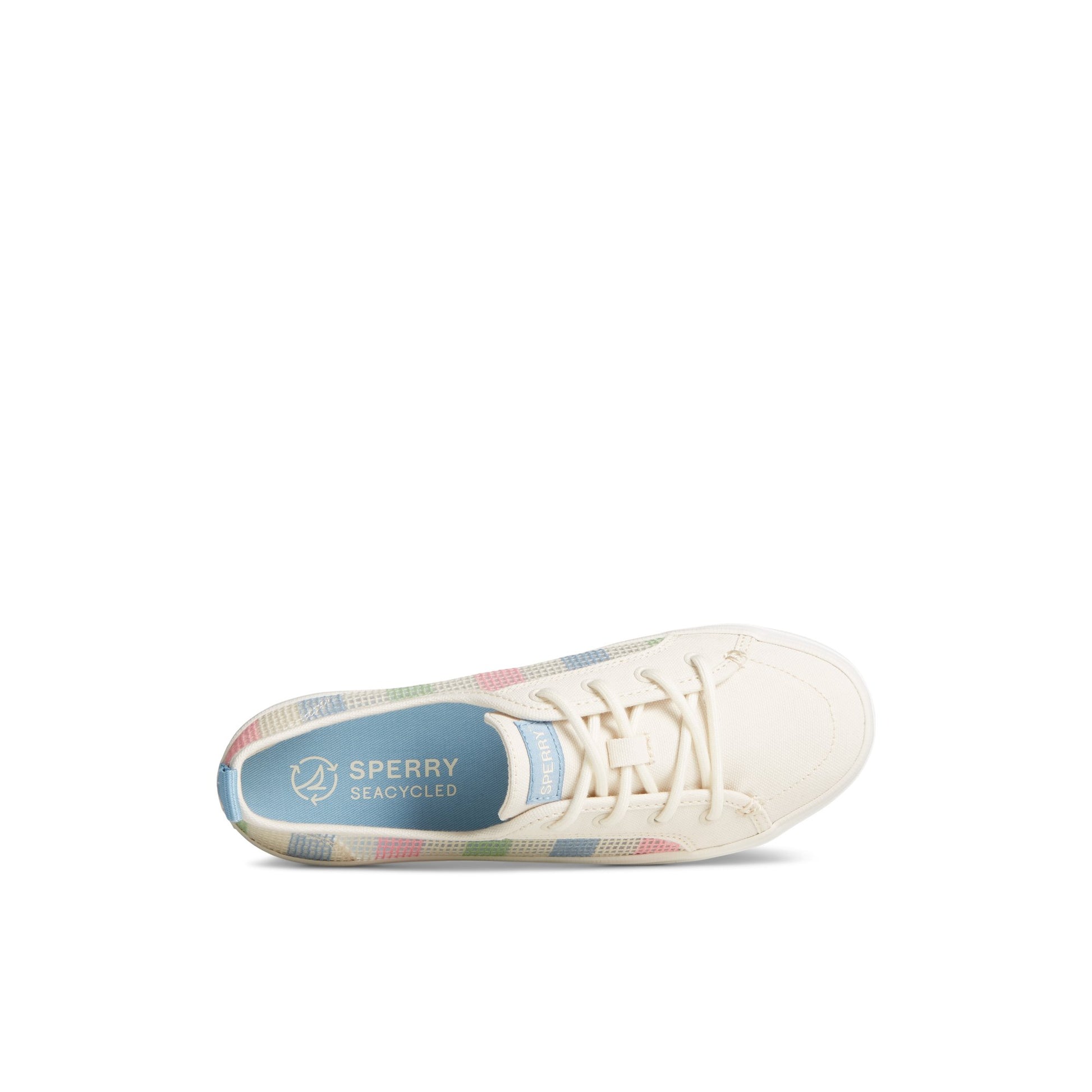 Top-down view of the White Crest Vibe Platform Lace Platform Sneaker Vulcanized Sneaker