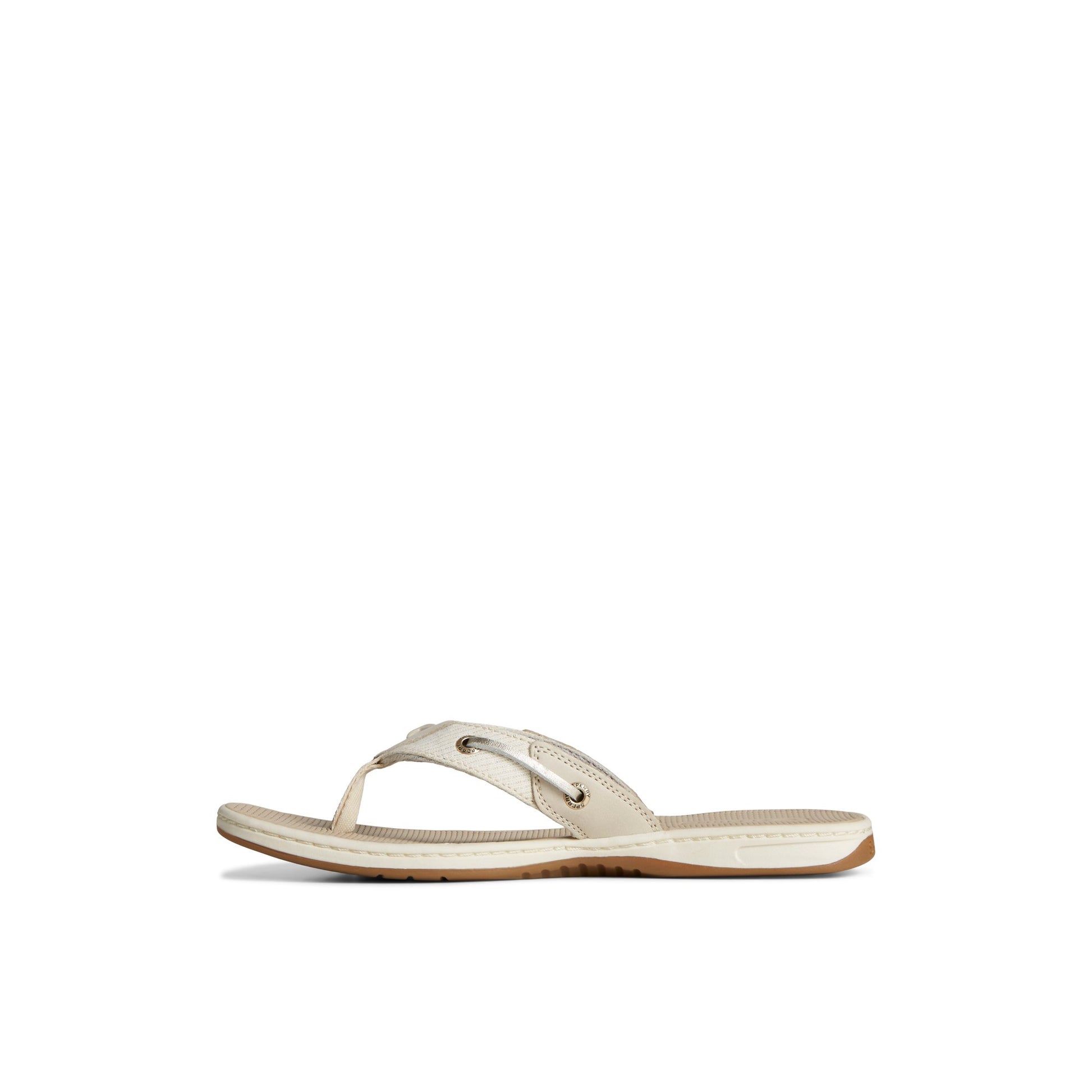 Side view of Grey Seafish Metallic Flip Flop Flip Flop Thong Sandals