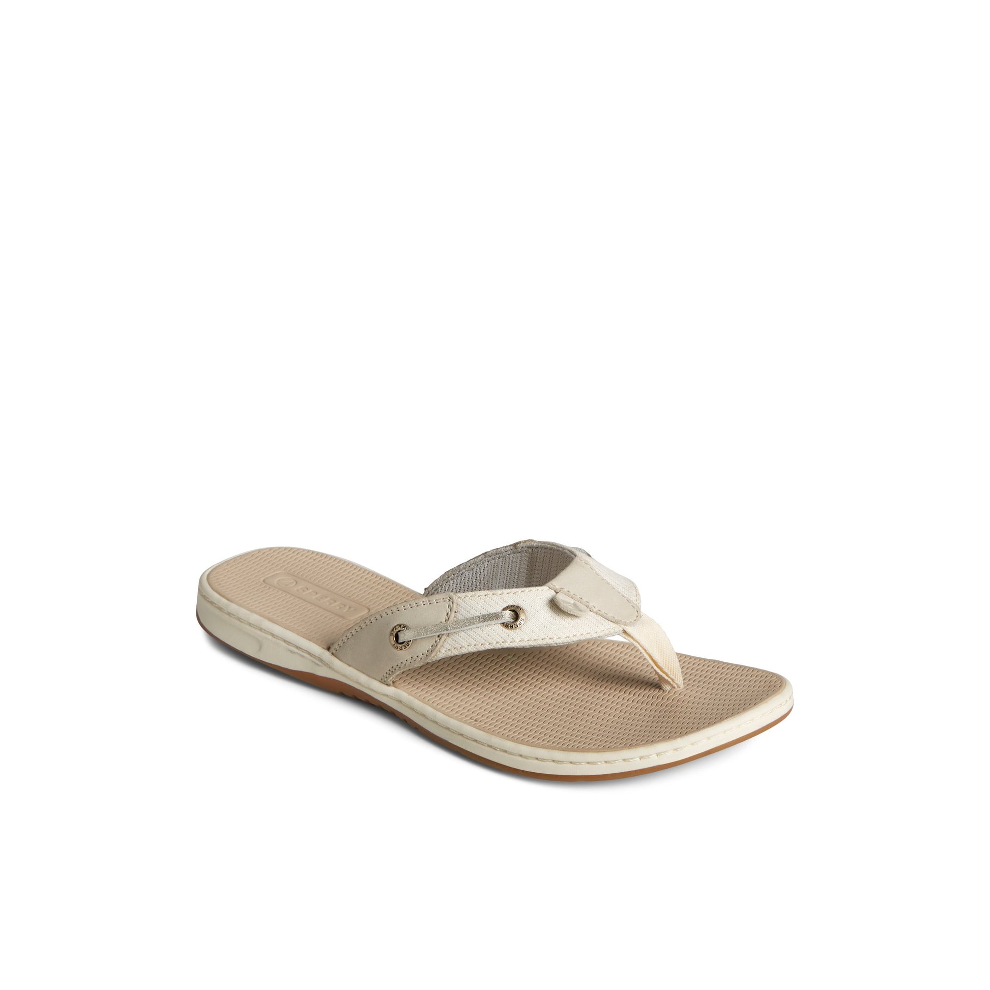 Three-quarter angle of Grey Seafish Metallic Flip Flop Flip Flop Thong Sandals's front side