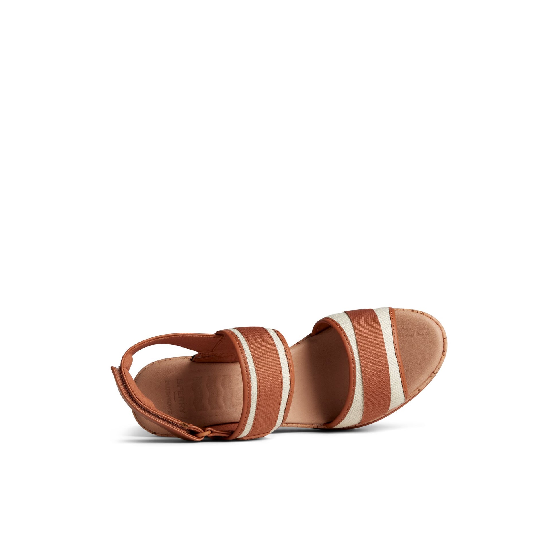 Top-down view of the Medium Beige Kennedy Wedge Strappy Wedge Sandals