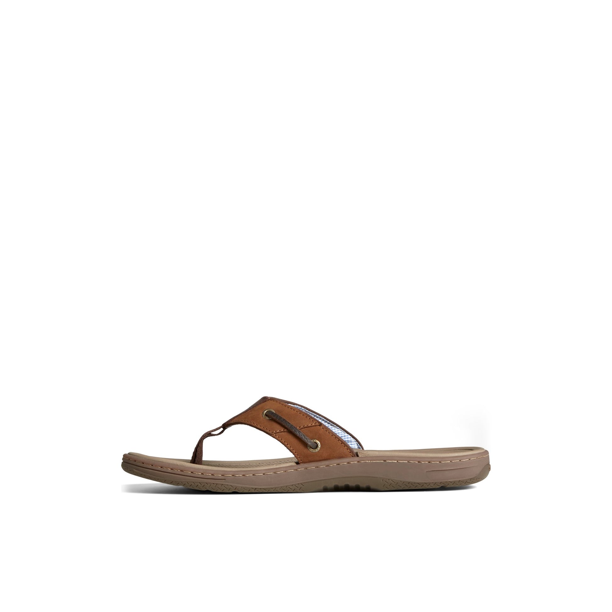 Side view of Brown Baitfish Leather Flip Flop Flip Flop Thong Sandals