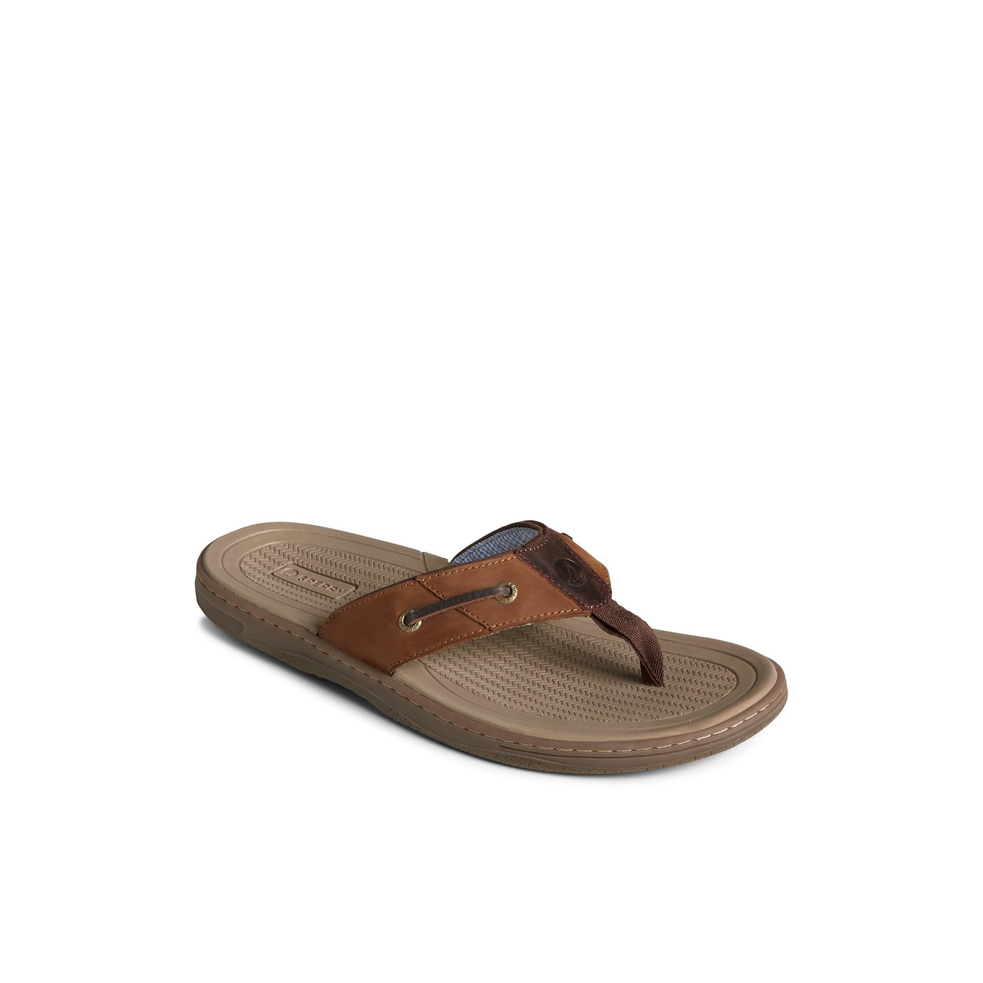 Three-quarter angle of Brown Baitfish Leather Flip Flop Flip Flop Thong Sandals's front side