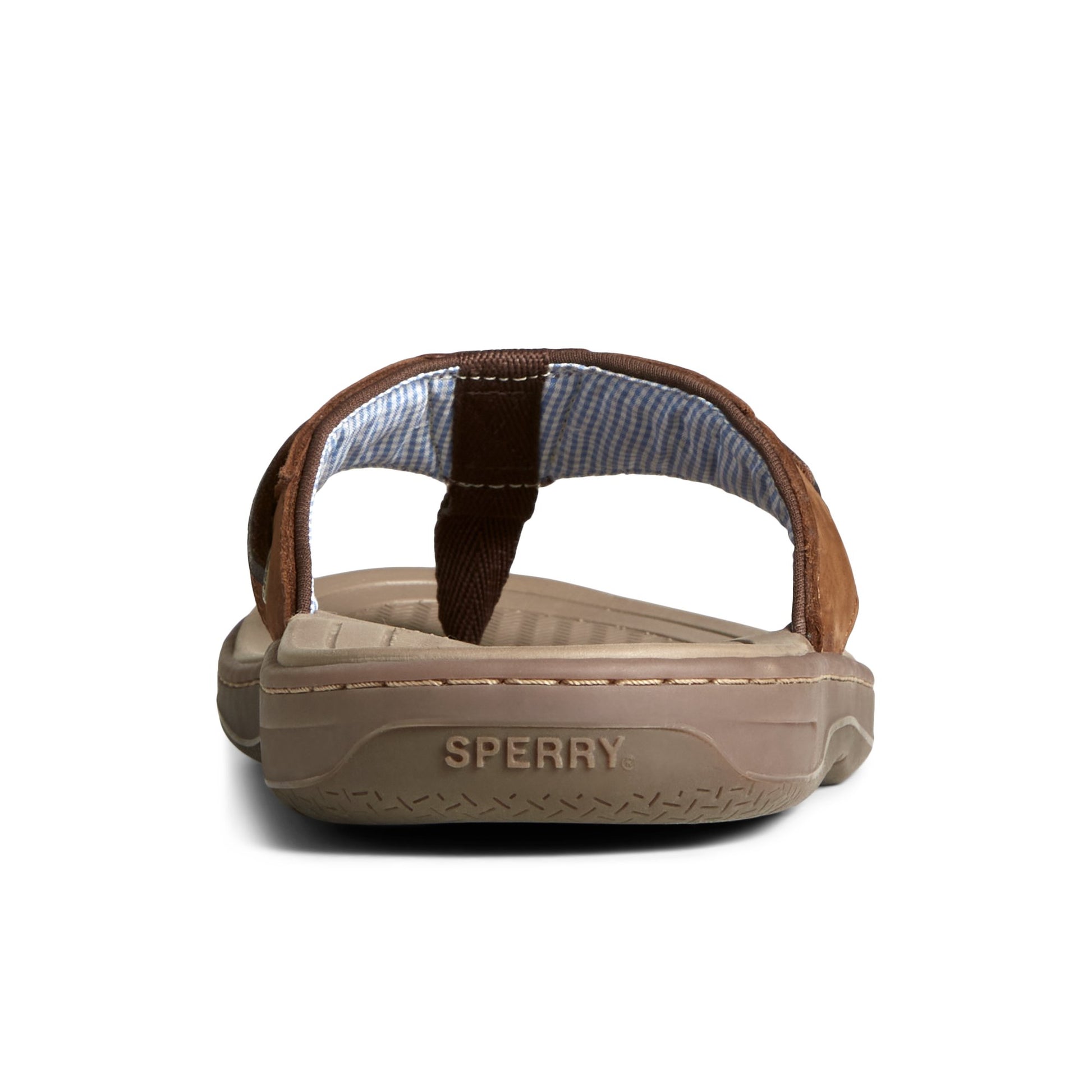 Close-up of the Brown Baitfish Leather Flip Flop Flip Flop Thong Sandals