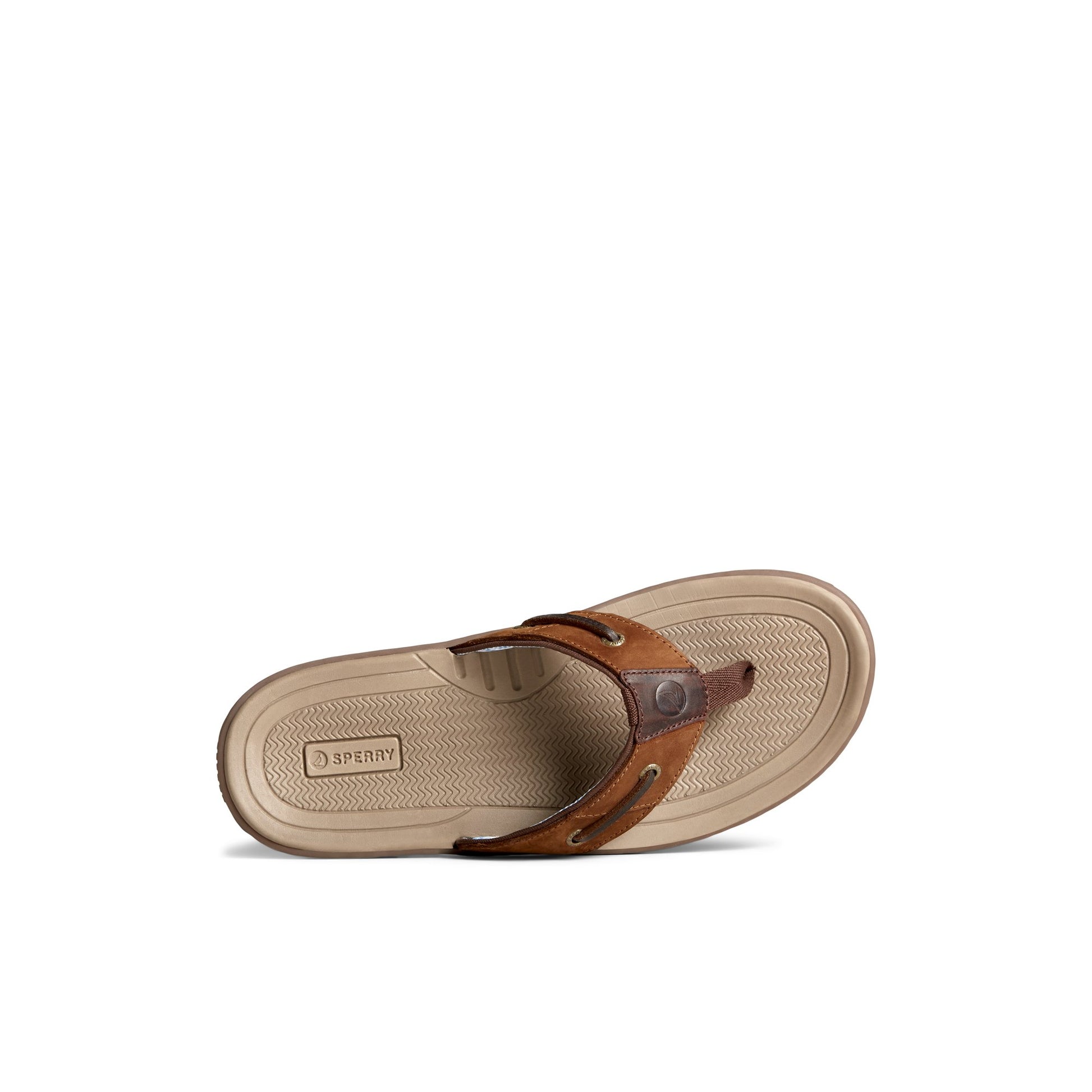 Top-down view of the Brown Baitfish Leather Flip Flop Flip Flop Thong Sandals
