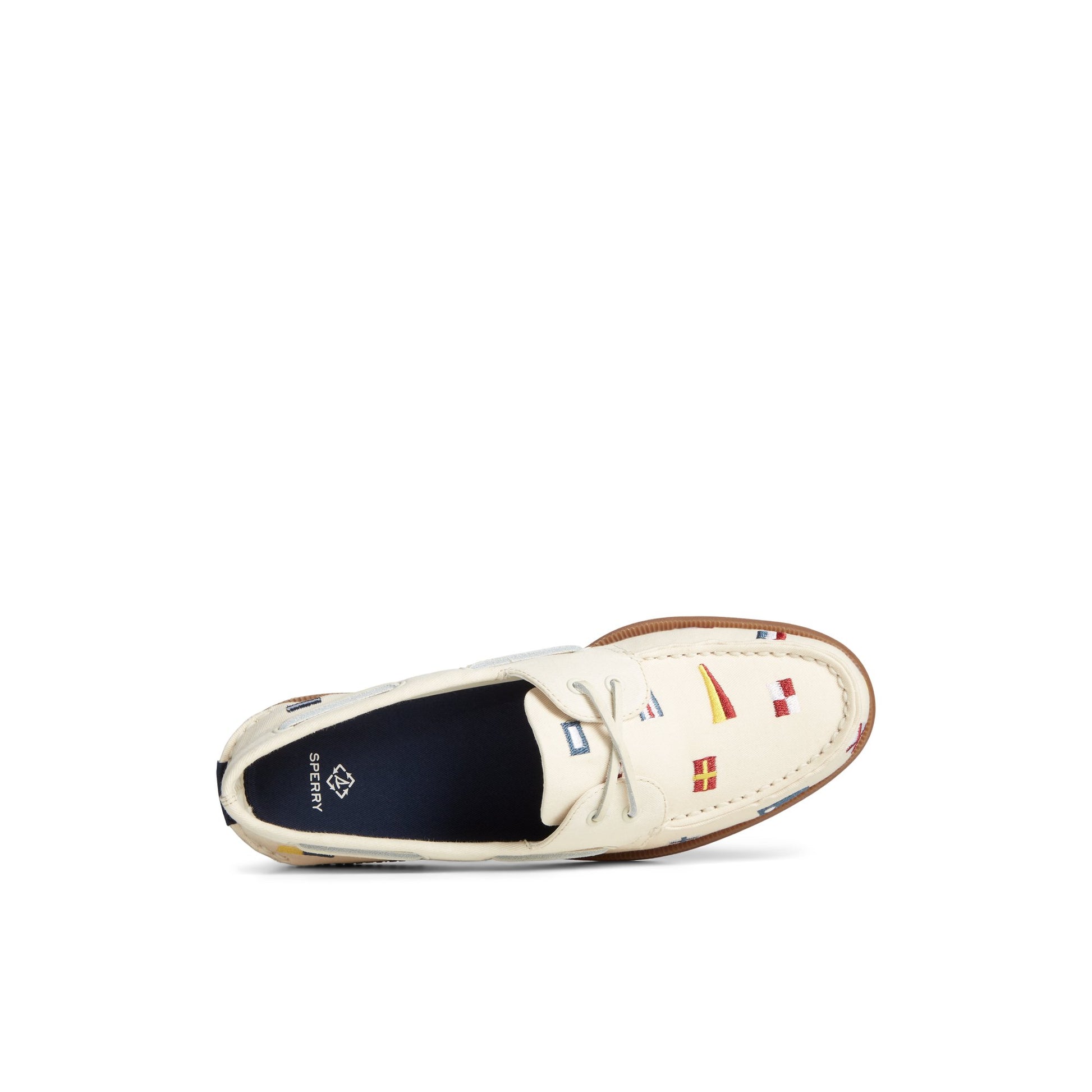 Top-down view of the Bone Authentic Original™ Nautical Flag Boat Shoe Boat Shoes