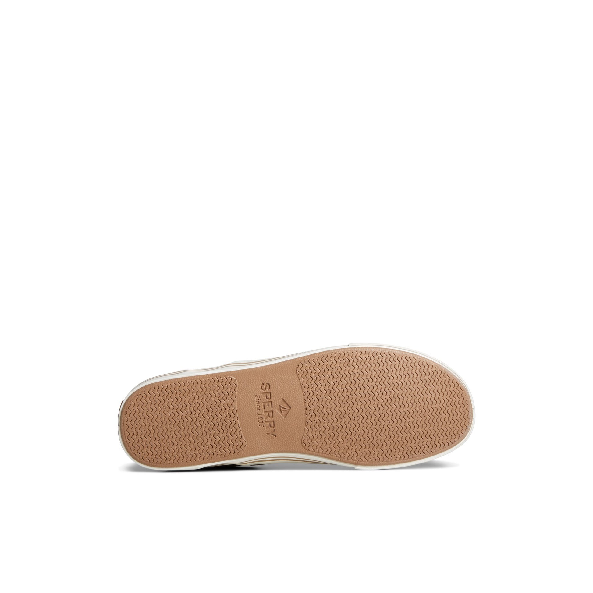 View of Medium Beige Striper II Linen Slip On Sneaker Vulcanized Slip-on Sneaker's sole