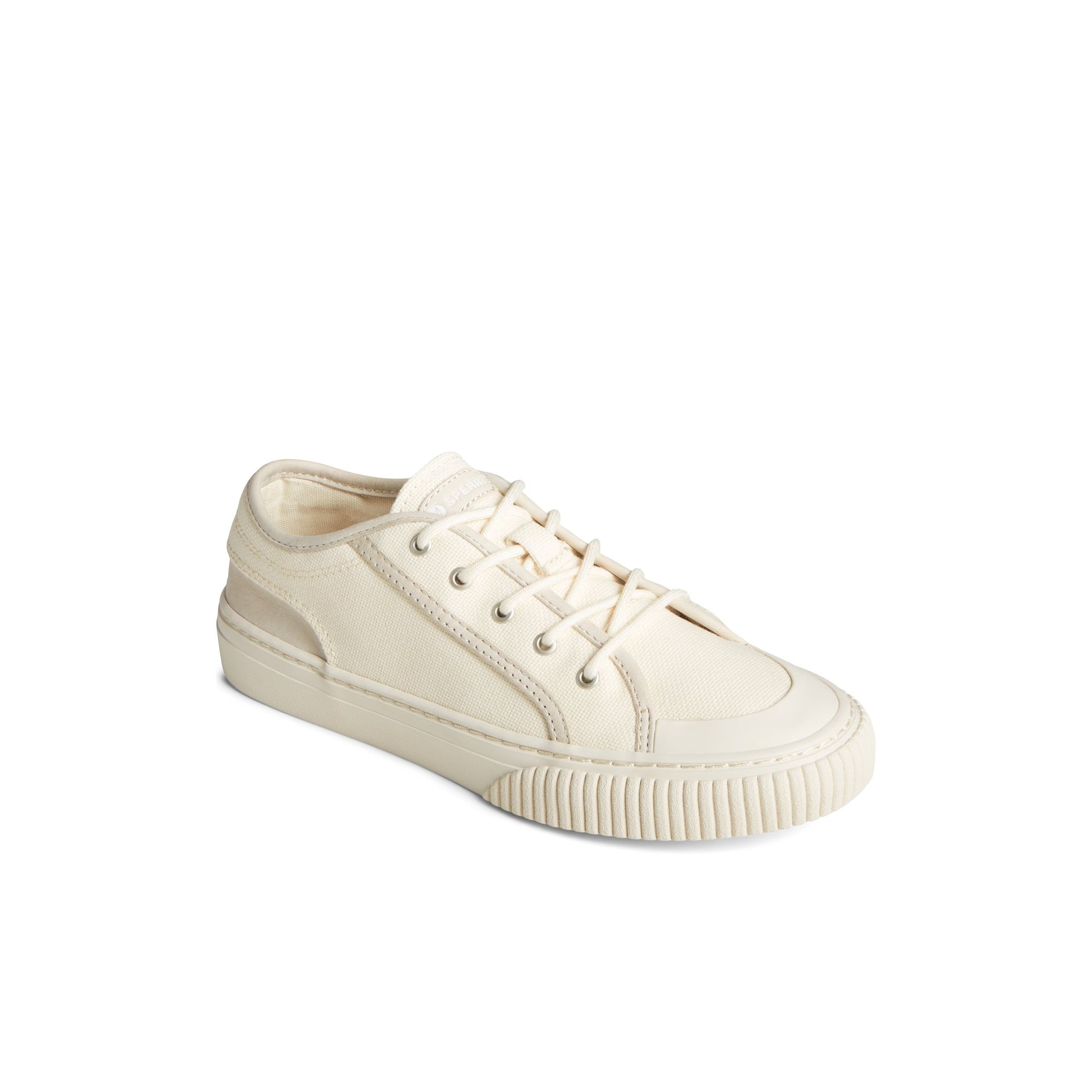 Three-quarter angle of White Astor Sneaker Vulcanized Sneaker's front side