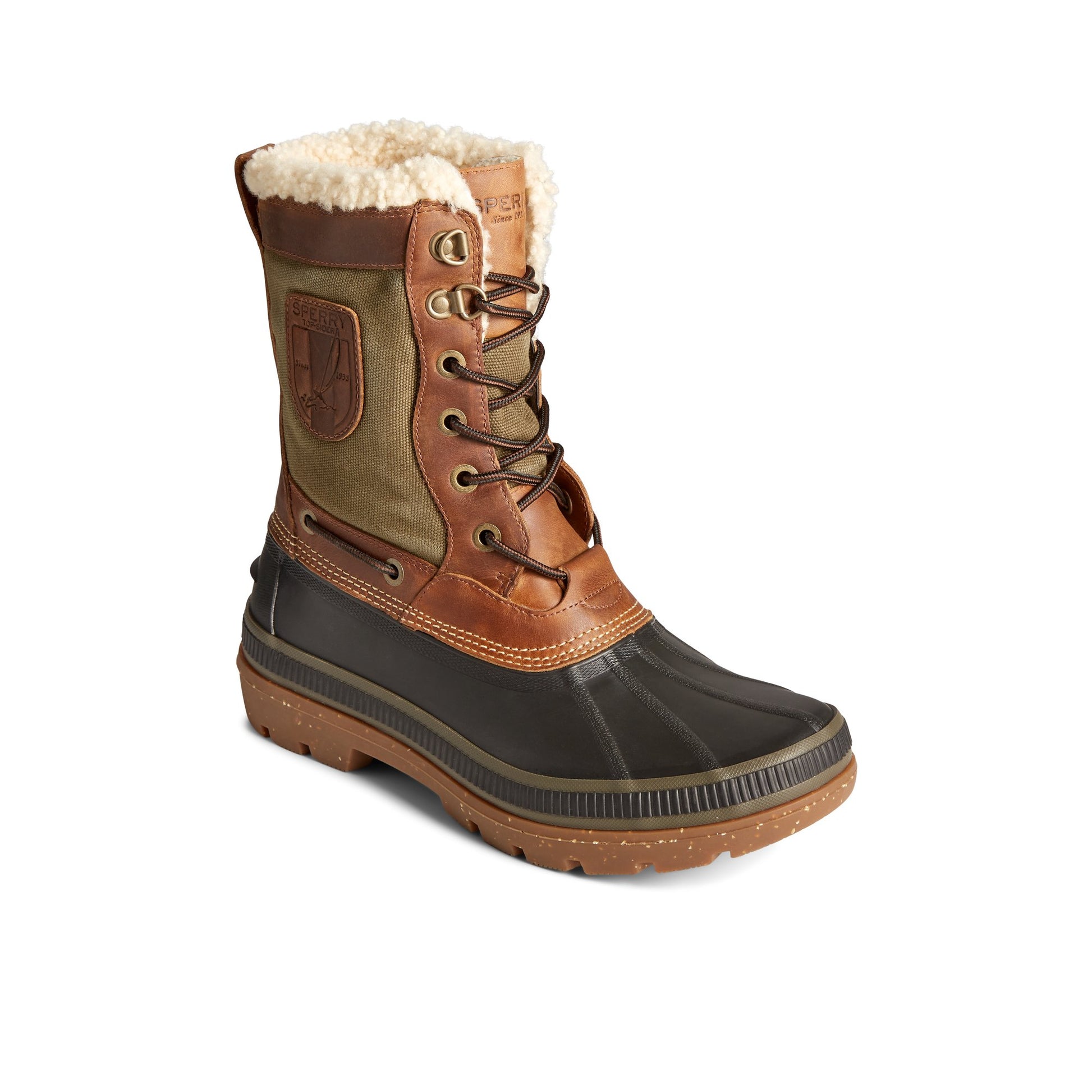 Three-quarter angle of Brown Ice Bay Tall Thinsulate™ Boot Duck Boots's front side