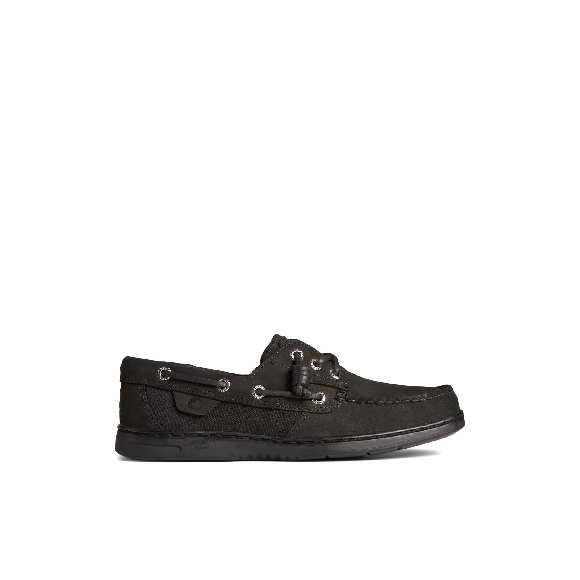 Main View of Black Rosefish 3-Eye Boat Shoe Boat Shoes for Womens