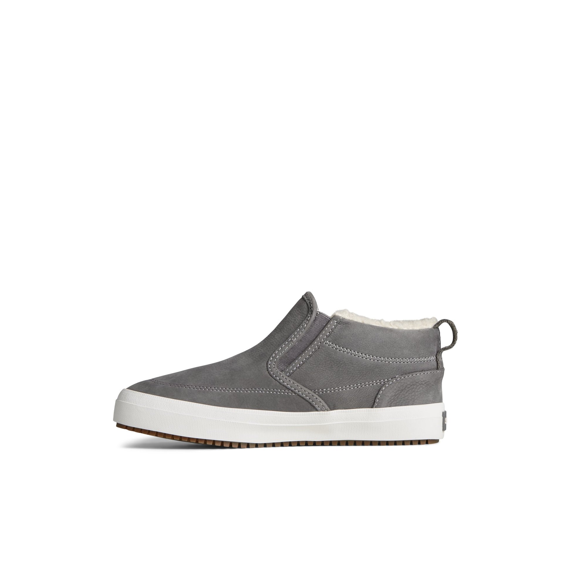 Side view of Grey Crest Side Zip Cozy Sneaker Sneaker Boots