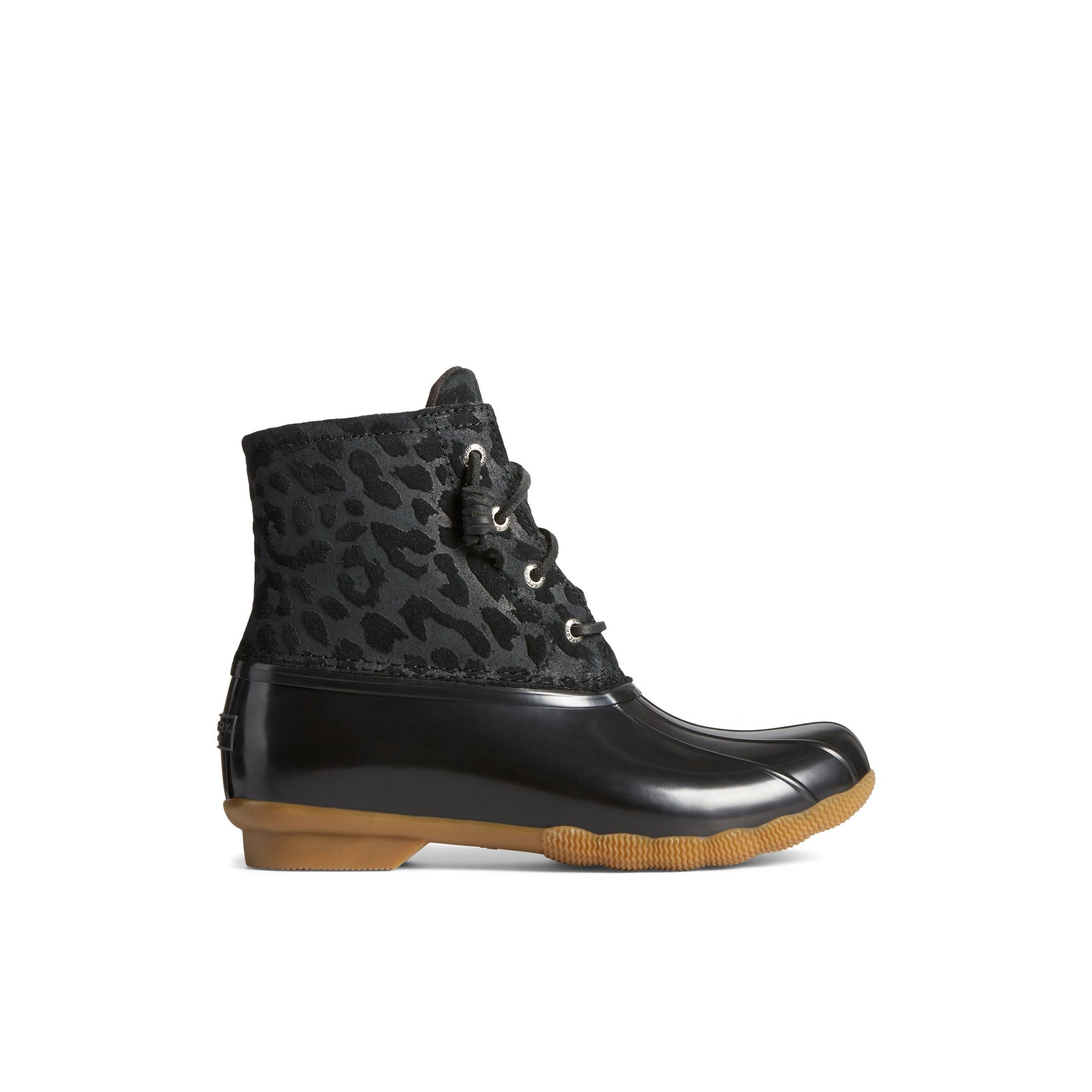 Saltwaterche Black Women's Duck Rain Boots Sperry