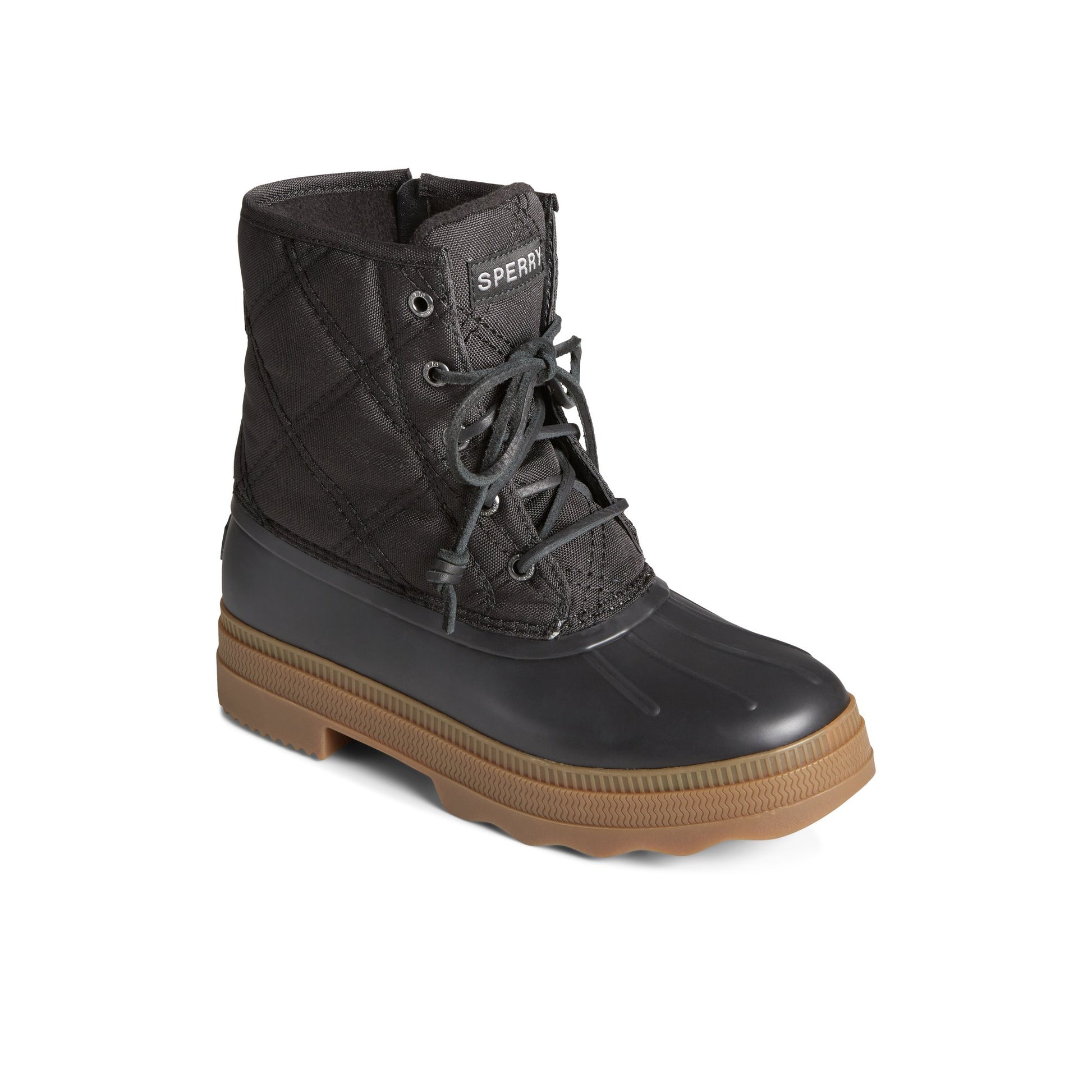 Three-quarter angle of Black Saltwater™ 2.0 Textile Duck Boot Duck Boots's front side