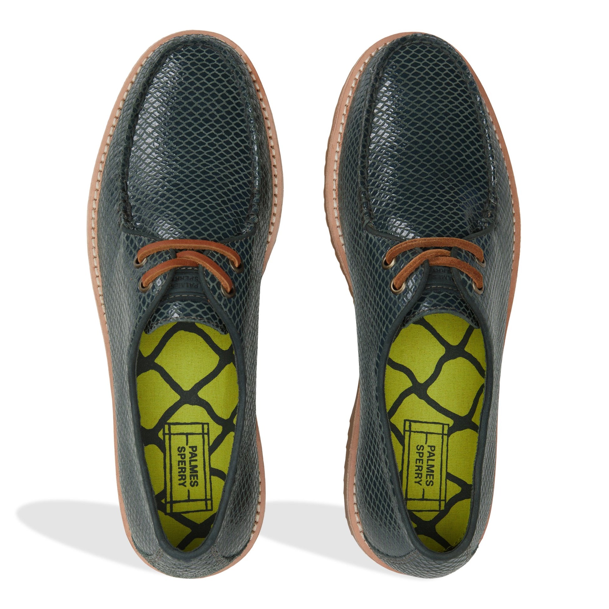 Top-down view of the Green Sperry x Palmes Captain’s Oxford Captain's Oxford Dress Shoes