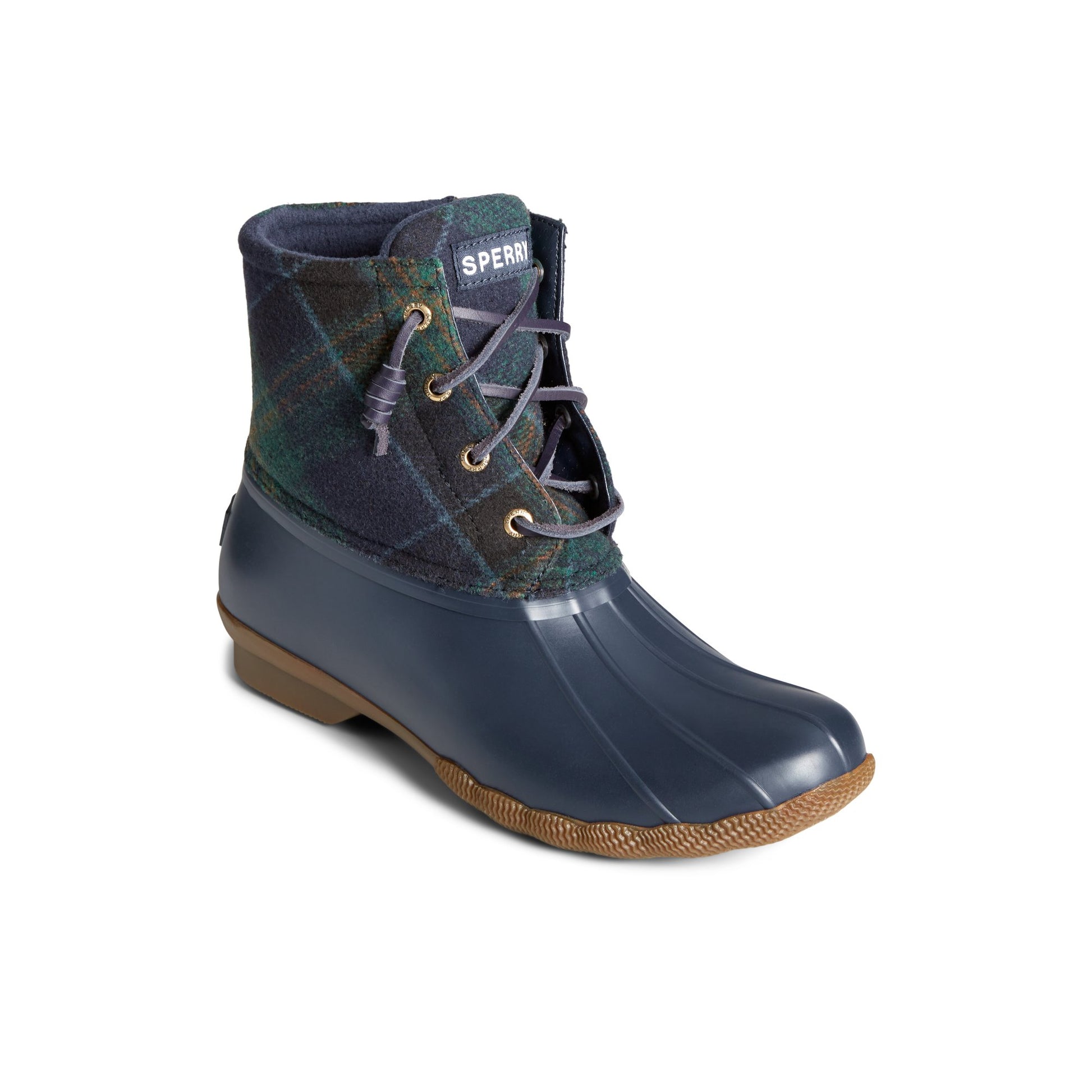 Three-quarter angle of Blue Saltwater™ Plaid Duck Boot Duck Boots's front side