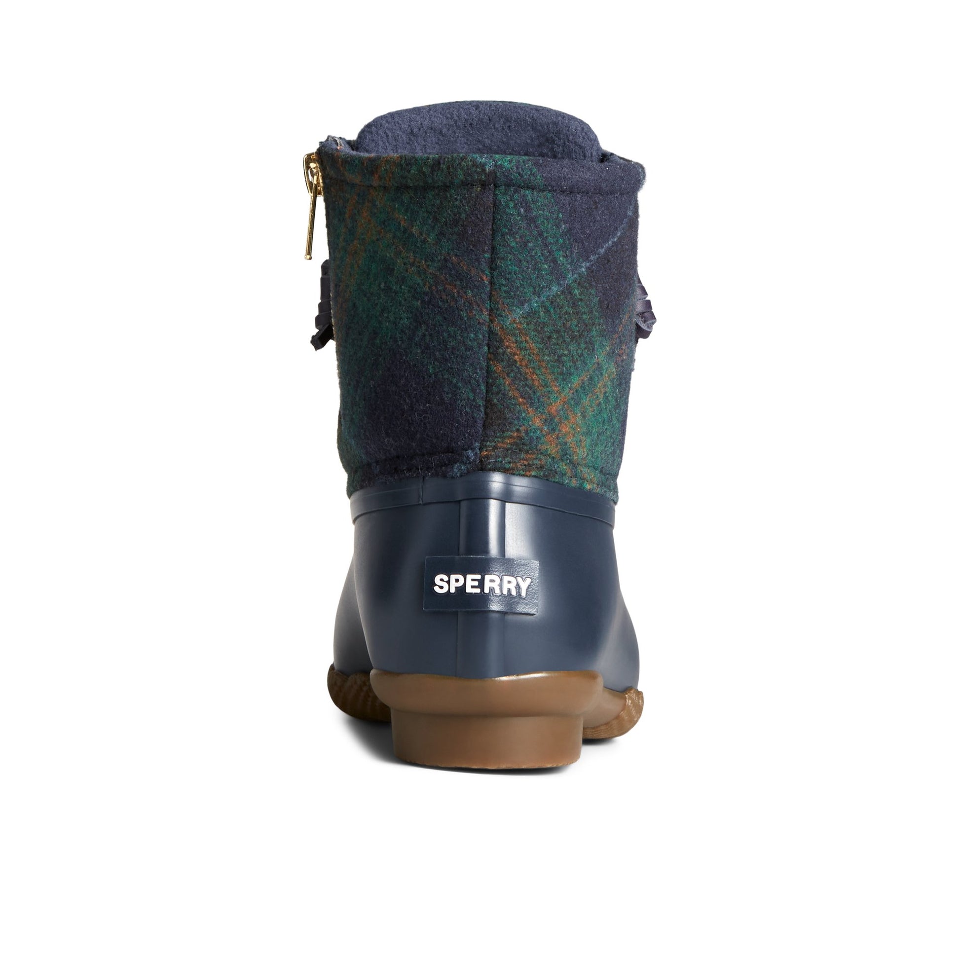 Close-up of the Blue Saltwater™ Plaid Duck Boot Duck Boots