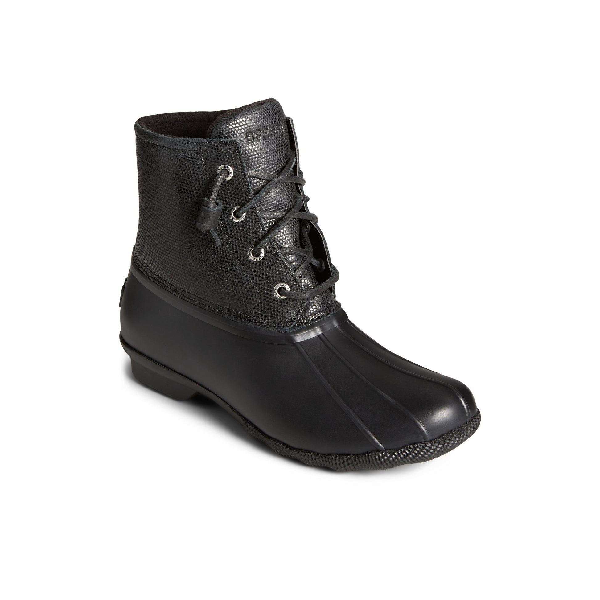 Three-quarter angle of Black Saltwater™ Duck Boot Duck Boots's front side