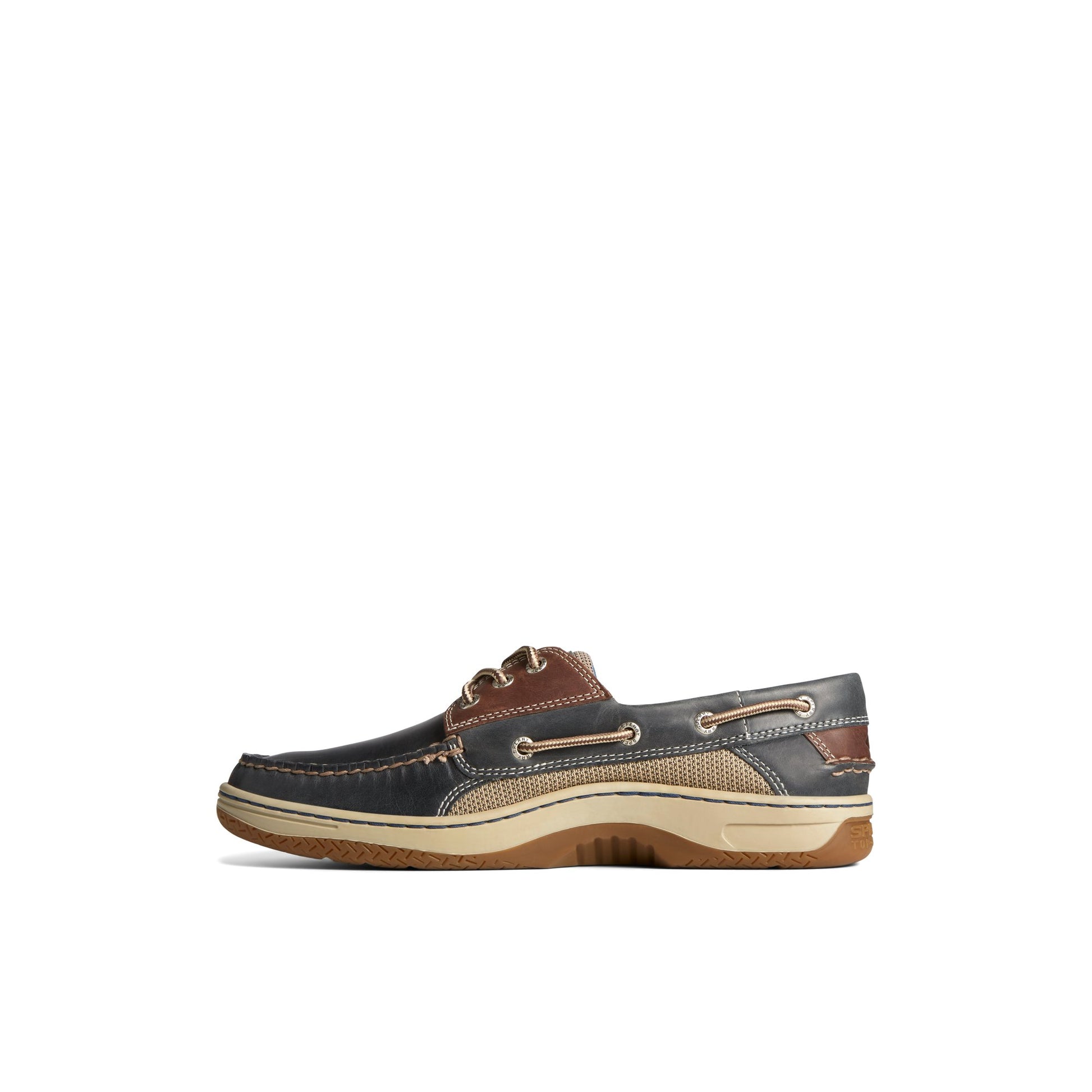Side view of Navy Billfish™ 3-Eye Boat Shoe Boat Shoes