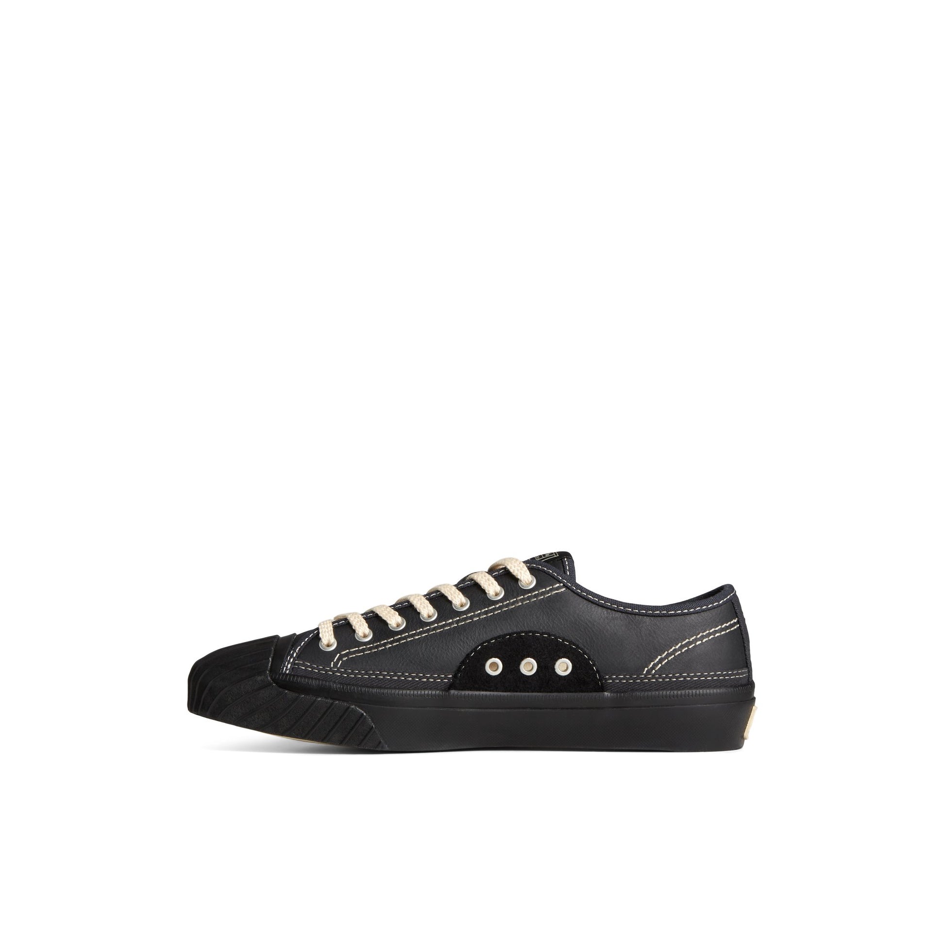 Side view of Black Racquet Oxford Tennis Sneakers