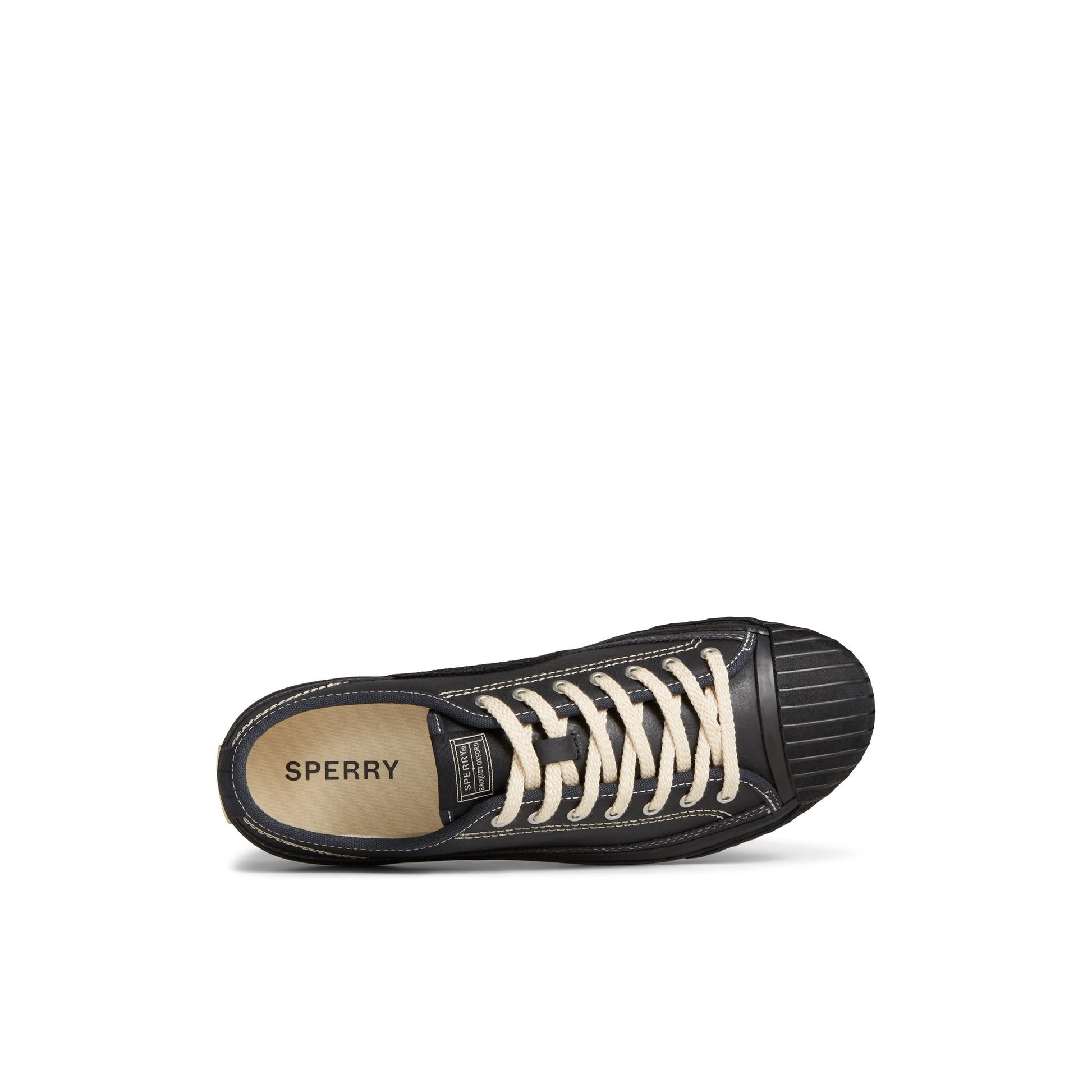 Top-down view of the Black Racquet Oxford Tennis Sneakers