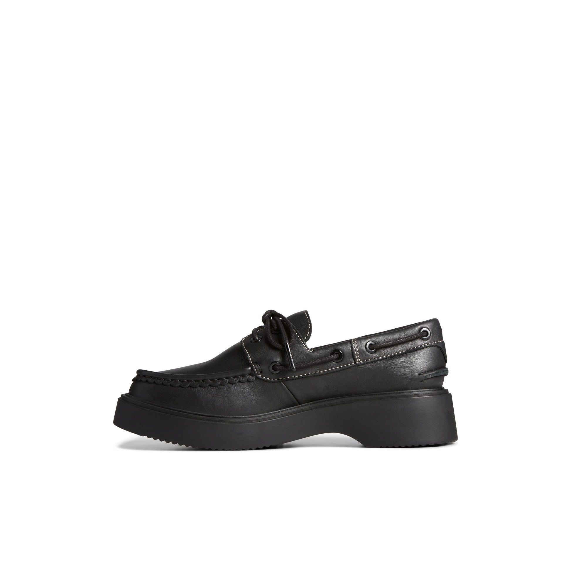 Side view of Black Bayside Boat Shoe Boat Shoes