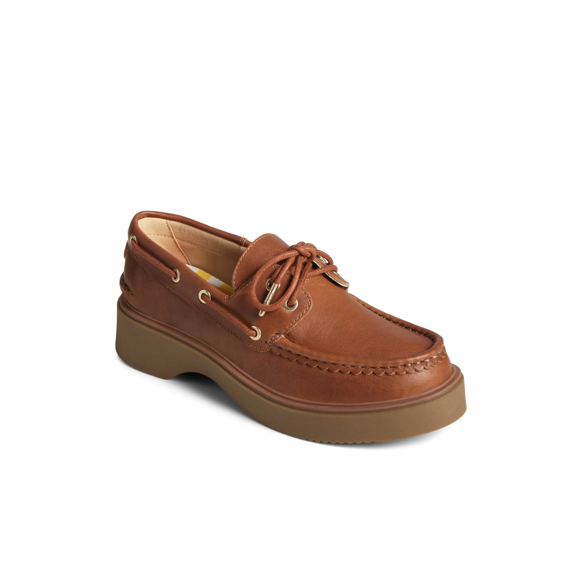 Three-quarter angle of Natural Bayside Boat Shoe Boat Shoes's front side
