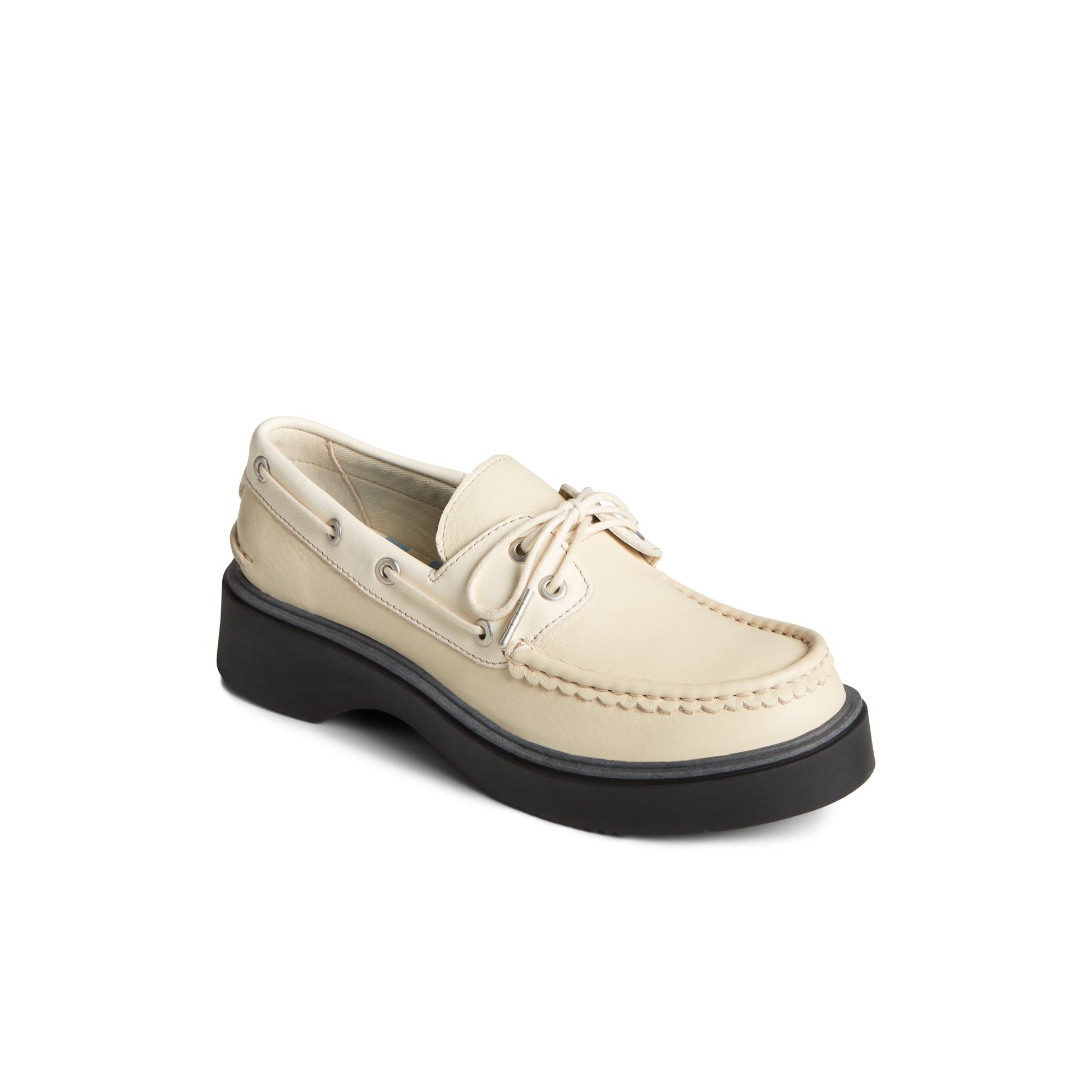 Three-quarter angle of White Bayside Boat Shoe Boat Shoes's front side