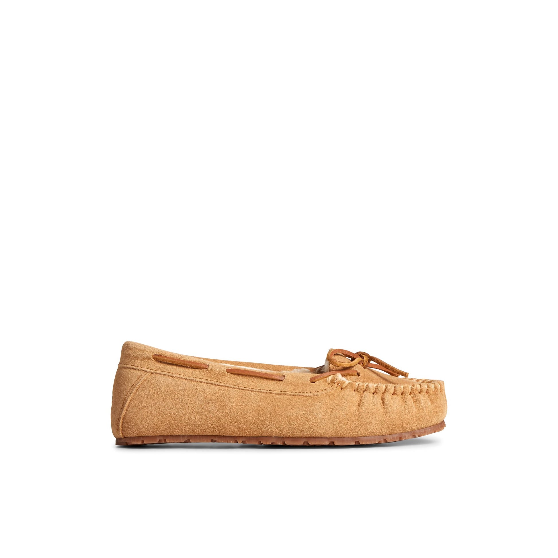 Main View of Medium Beige Reina 1-Eye Slipper Moccasin Slipper for Womens