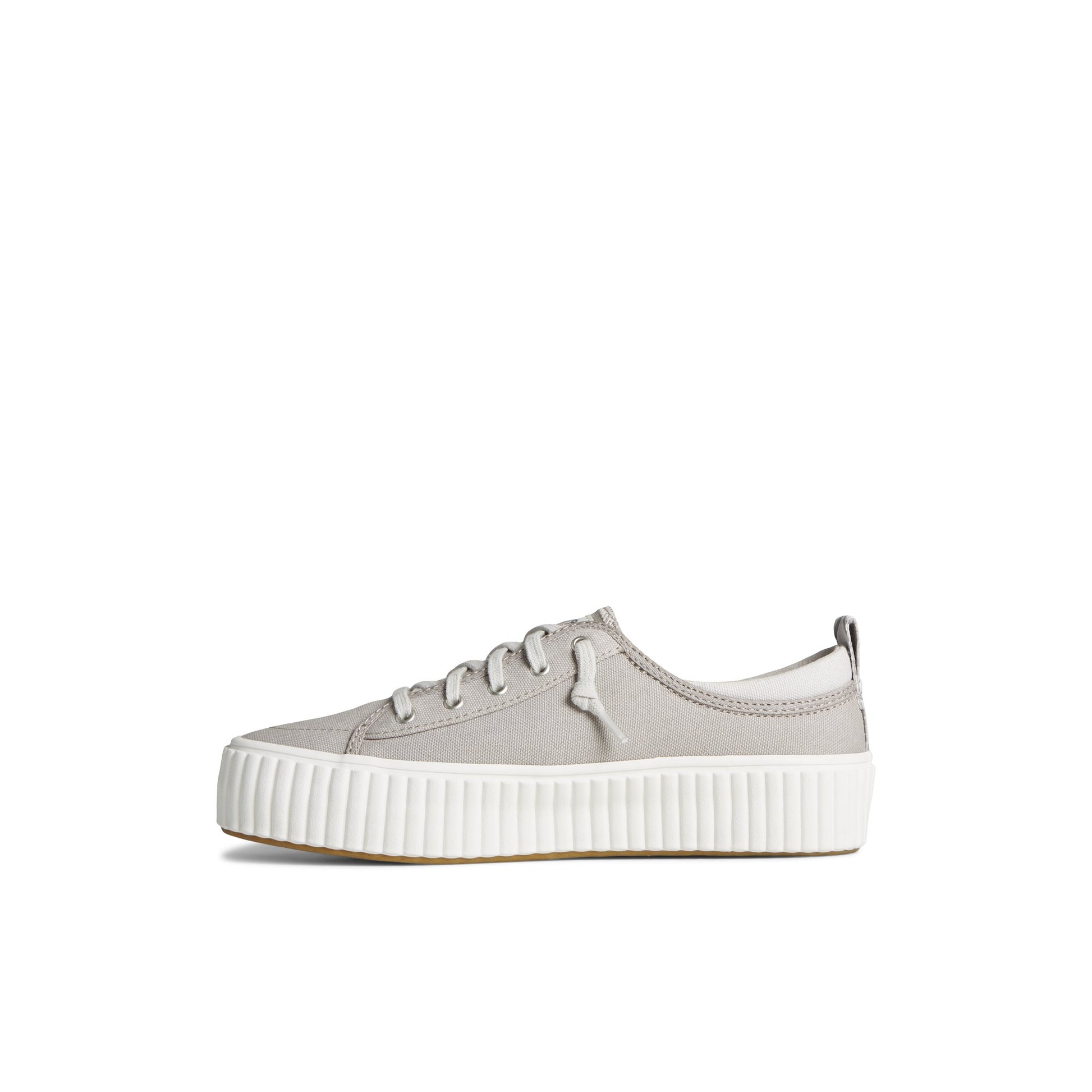 Side view of Grey Pier Wave Platform Lace Up Sneaker Vulcanized Sneaker