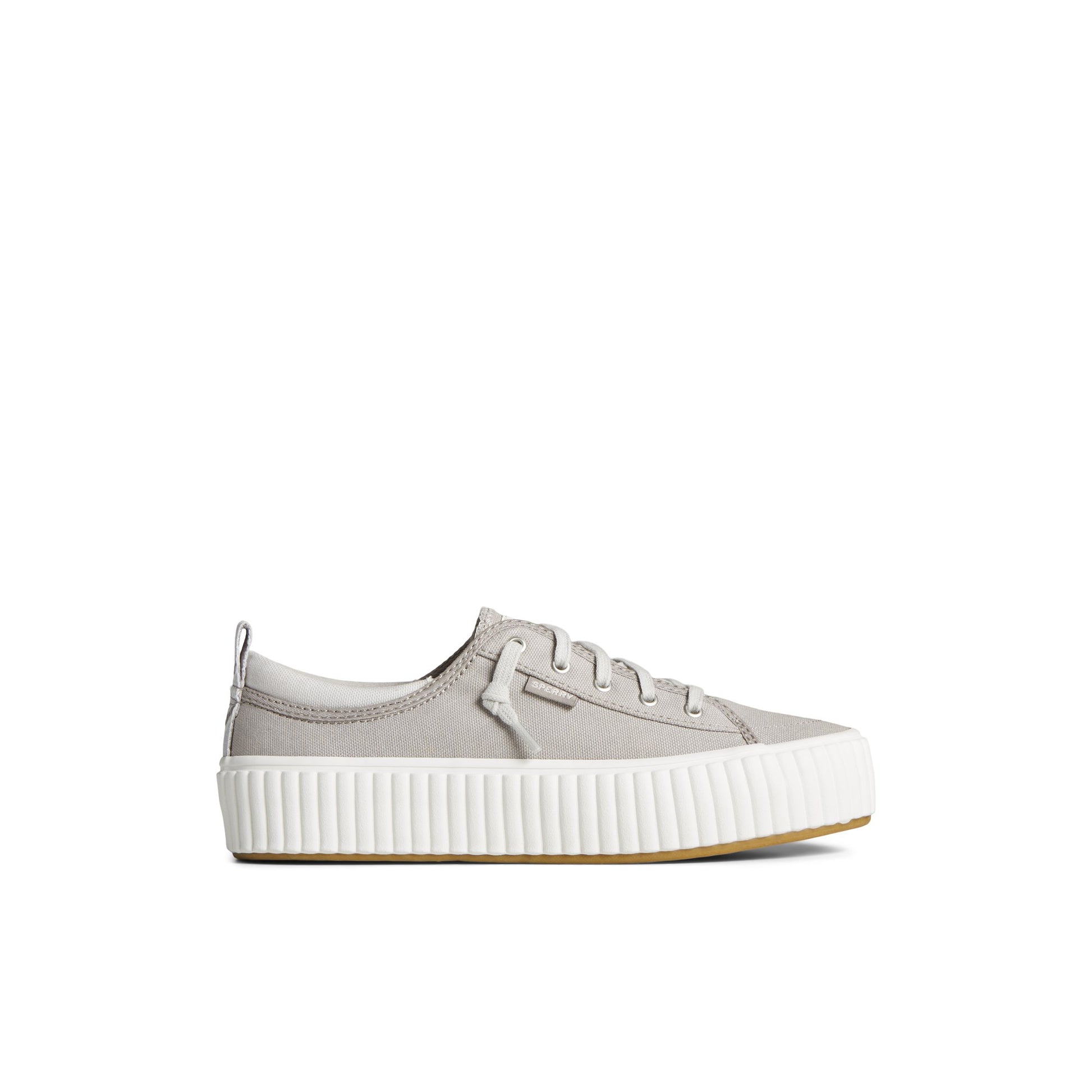 Main View of Grey Pier Wave Platform Lace Up Sneaker Vulcanized Sneaker for Womens