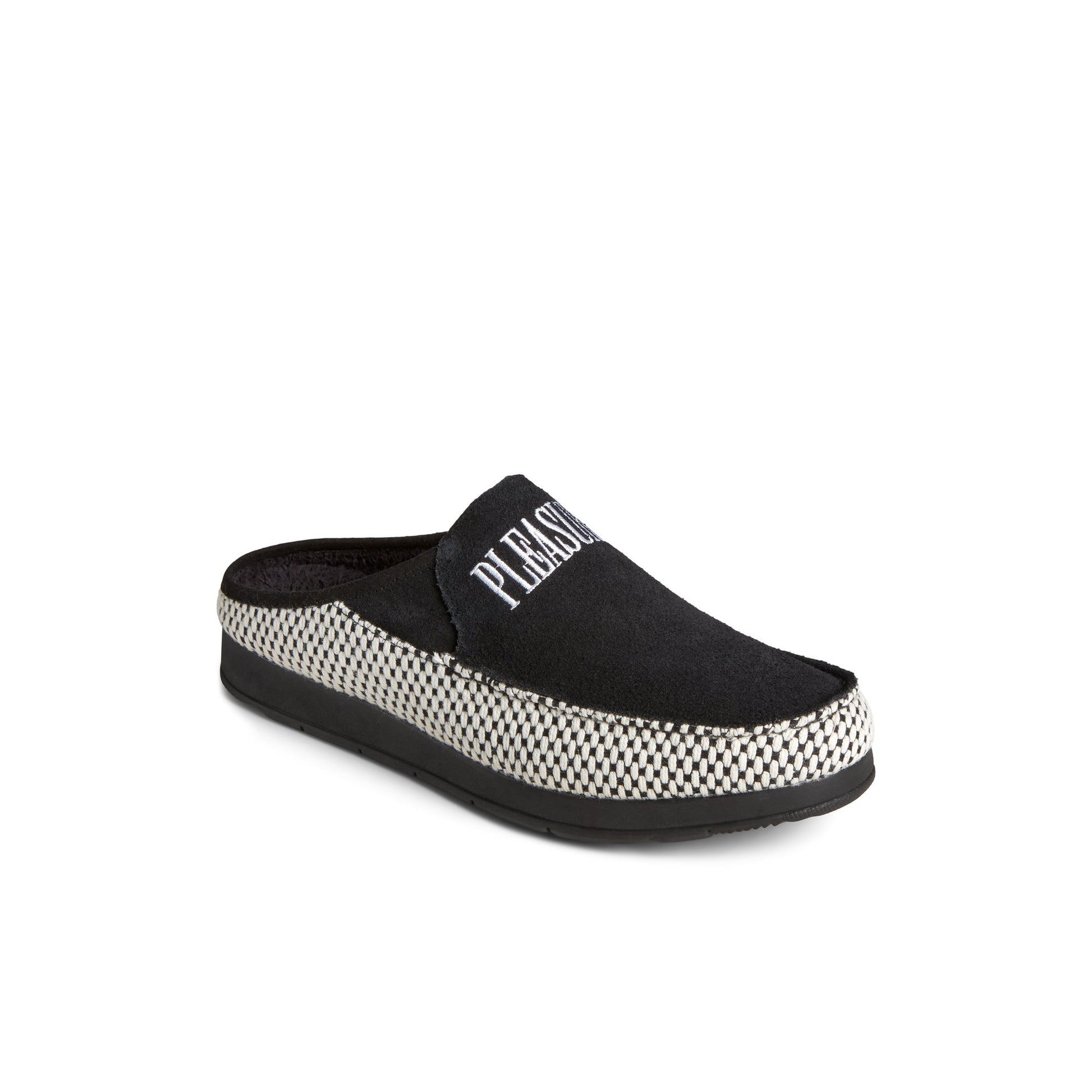 Three-quarter angle of Oxford Unisex Sperry x Pleasures Moc-Sider Knit Mule 's front side