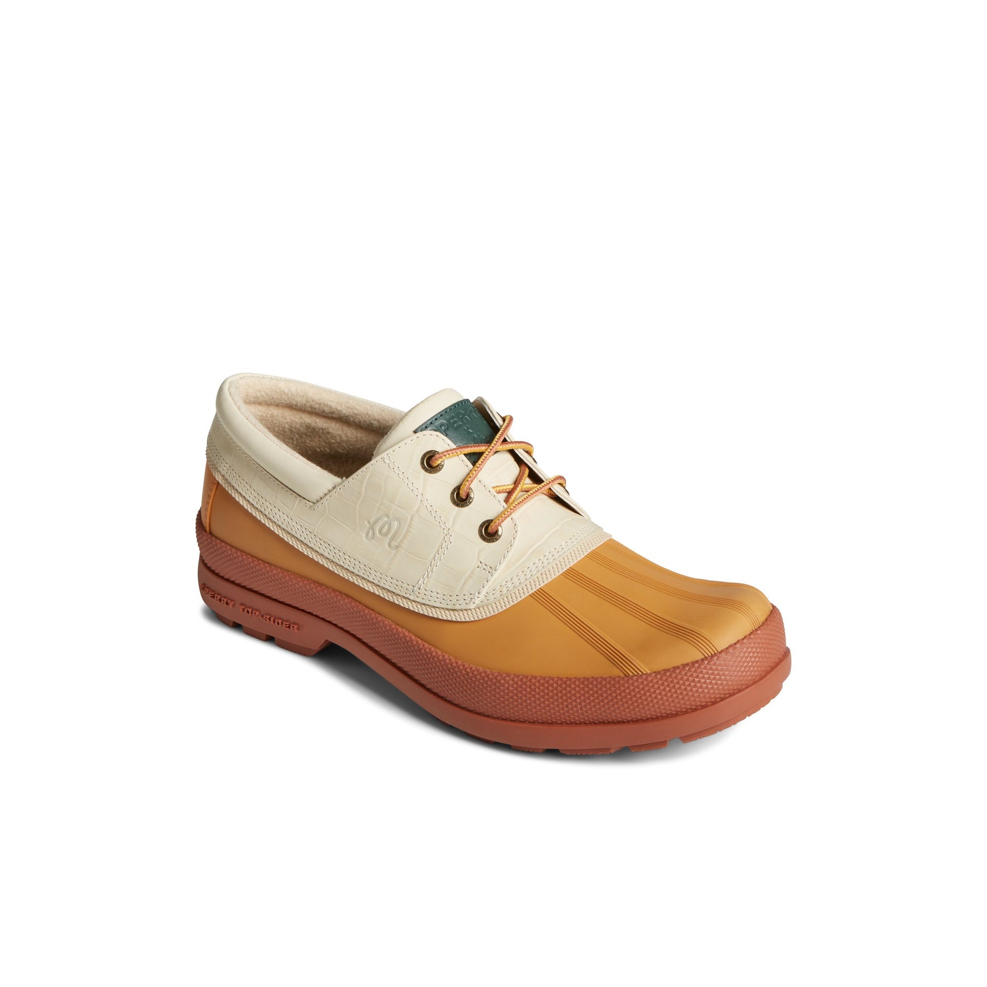 Three-quarter angle of Bone Sperry x Malbon Cold Bay 3-Eye Duck Boot 's front side