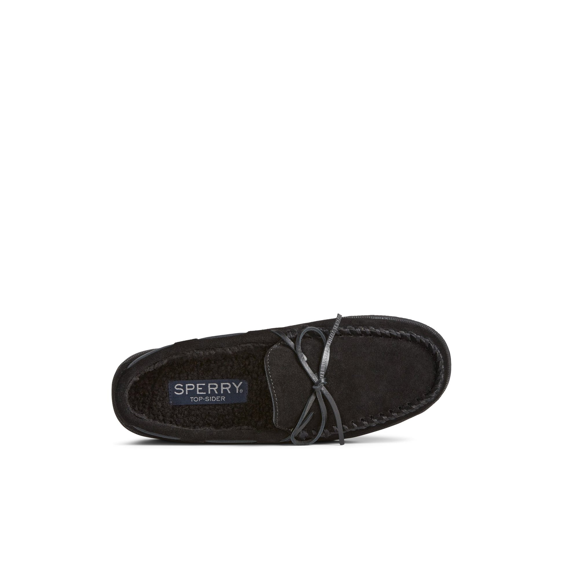 Top-down view of the Black Doyle Moc 1-Eye Slipper Boat Shoes