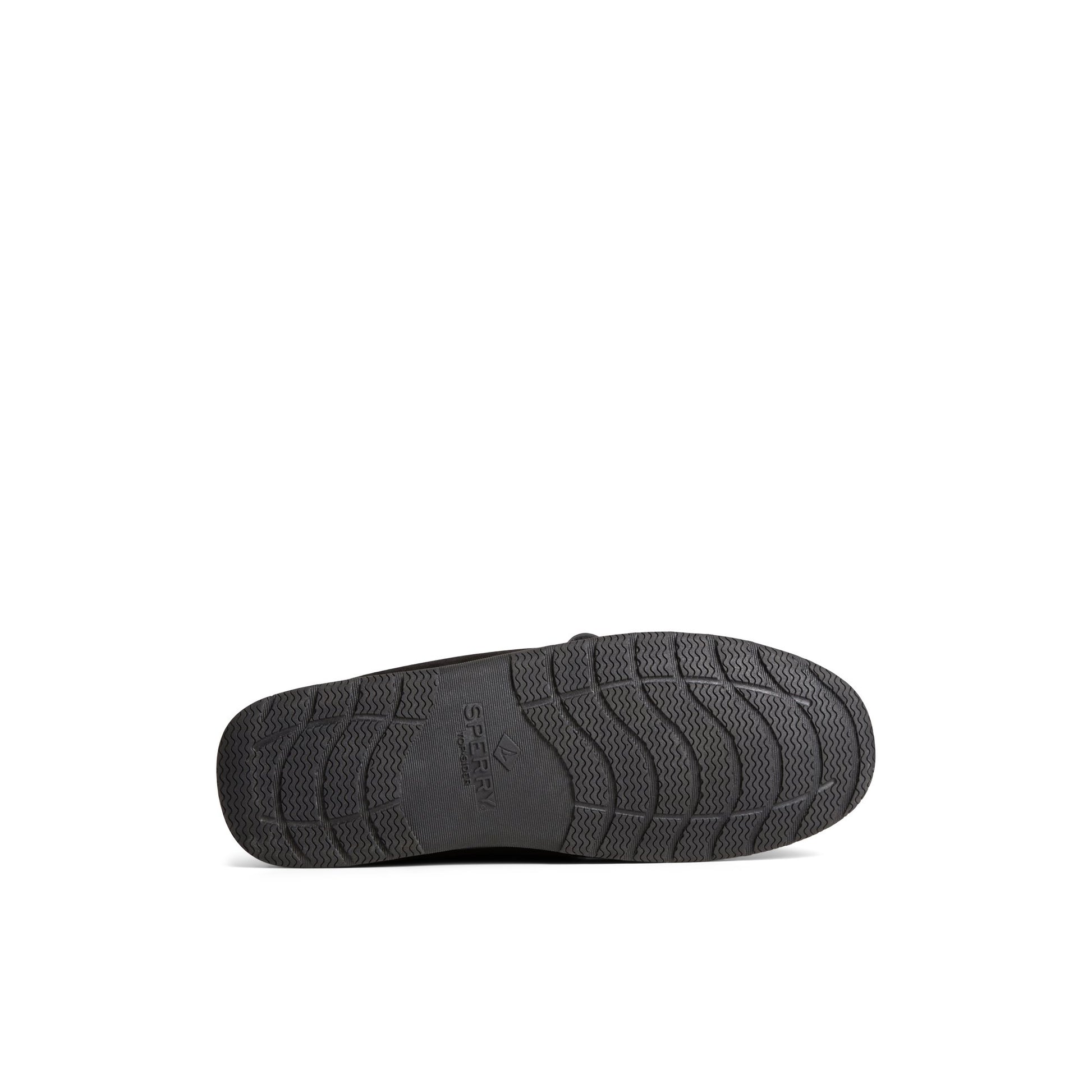 View of Black Doyle Moc 1-Eye Slipper Boat Shoes's sole