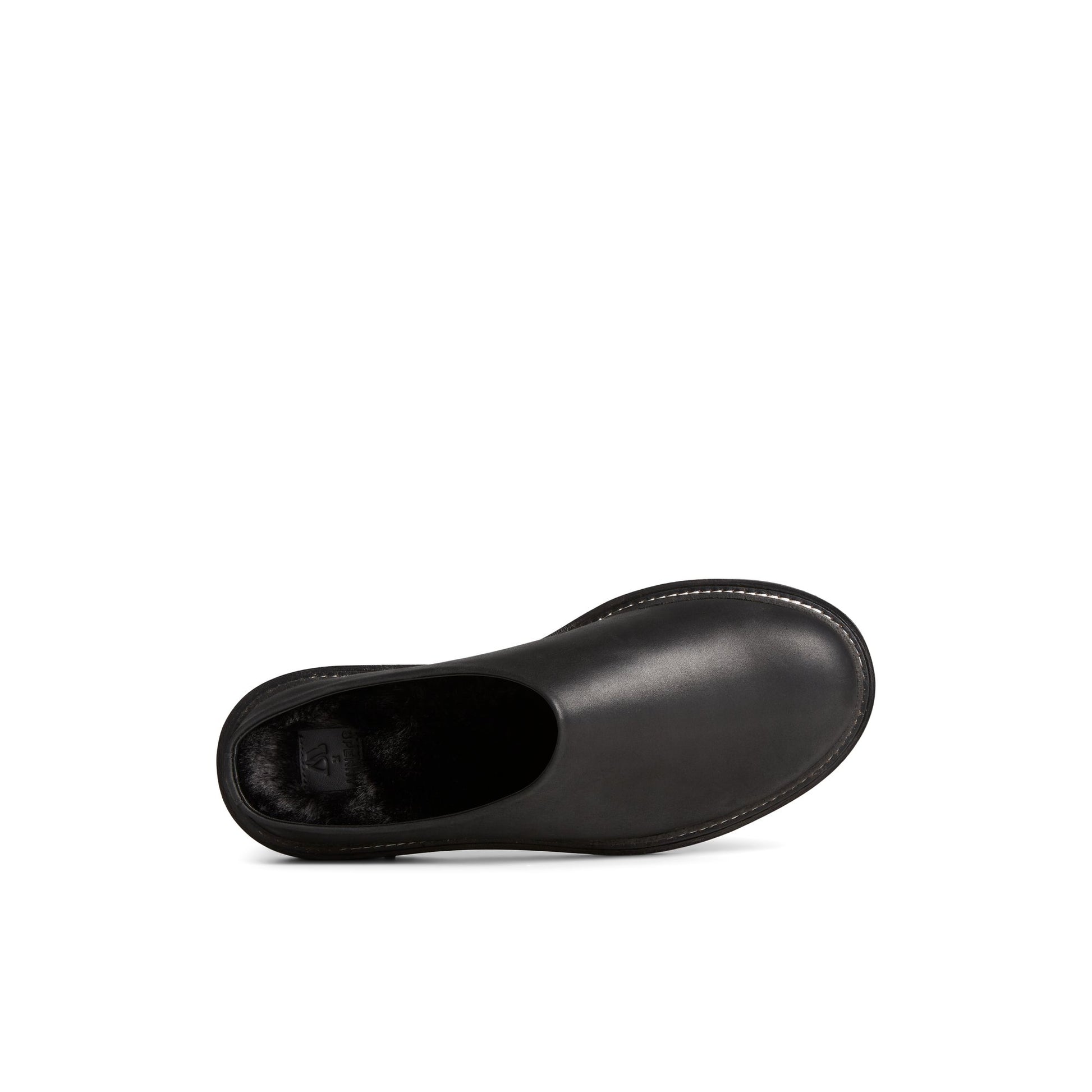 Top-down view of the Black Sperry x Who What Wear Captain's Mule Mule Captain's Oxford