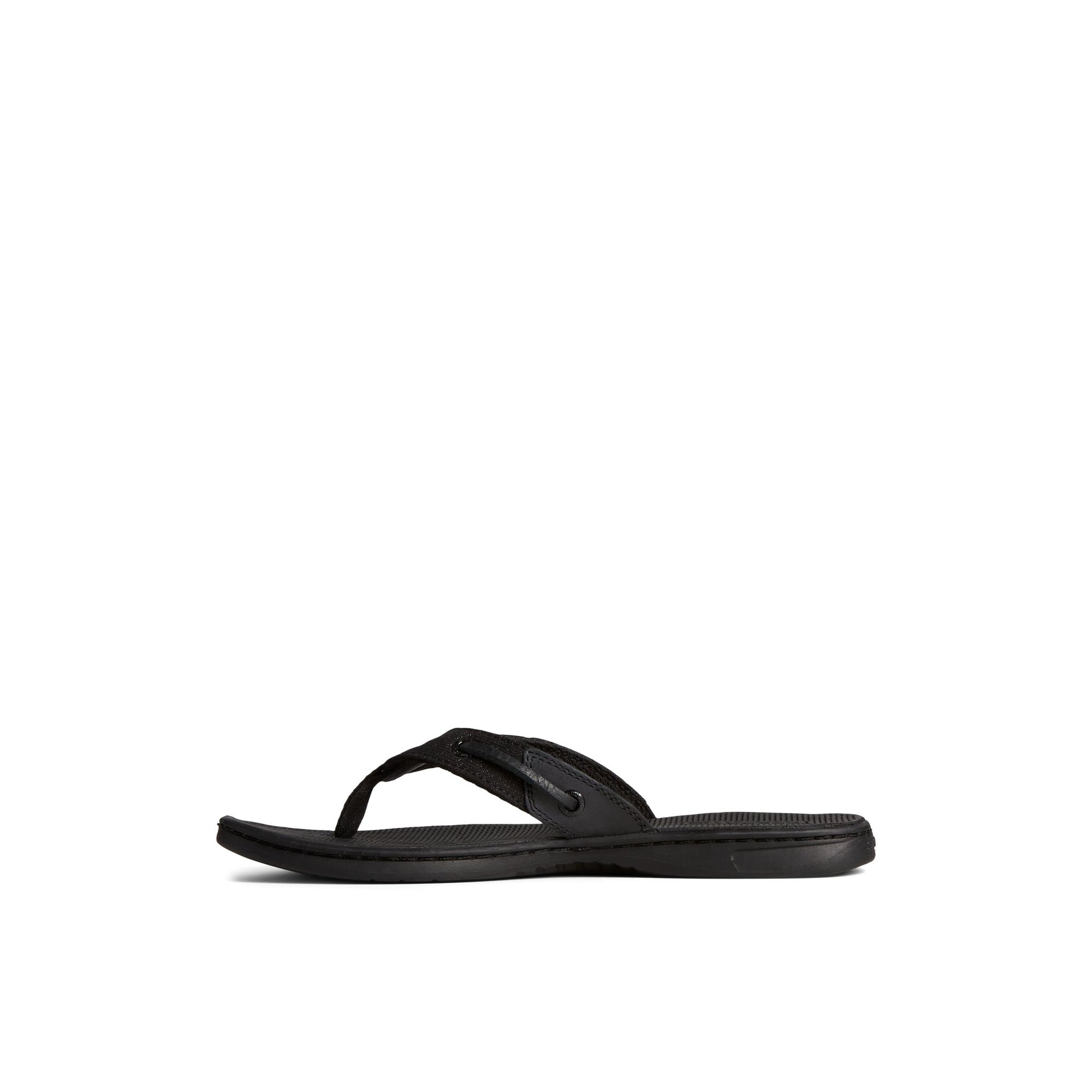 Side view of Black Seafish Sparkle Flip Flop Flip Flop Thong Sandals