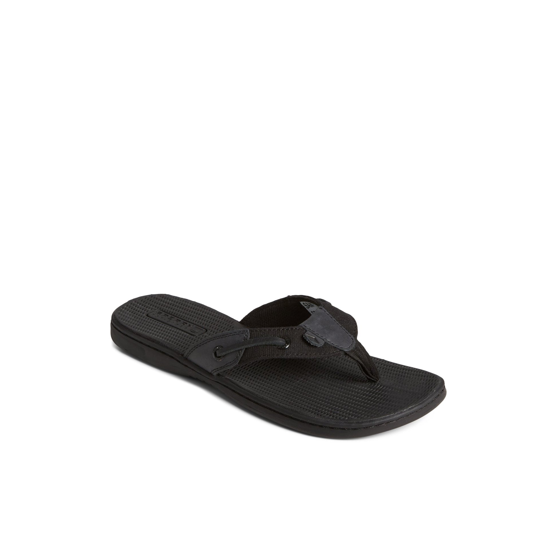 Three-quarter angle of Black Seafish Sparkle Flip Flop Flip Flop Thong Sandals's front side