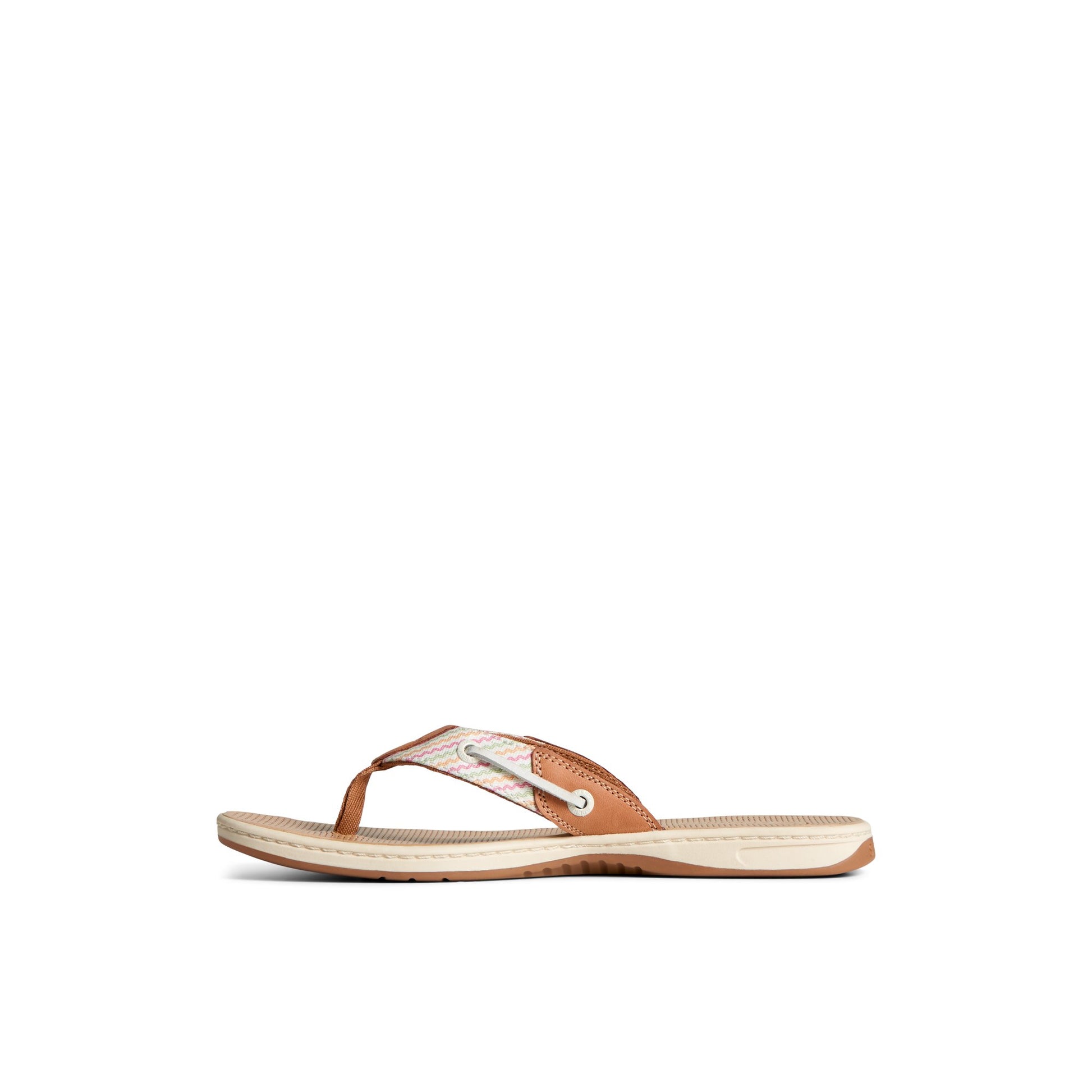 Side view of Natural Seafish Striped Sandal Flip Flop Thong Sandals