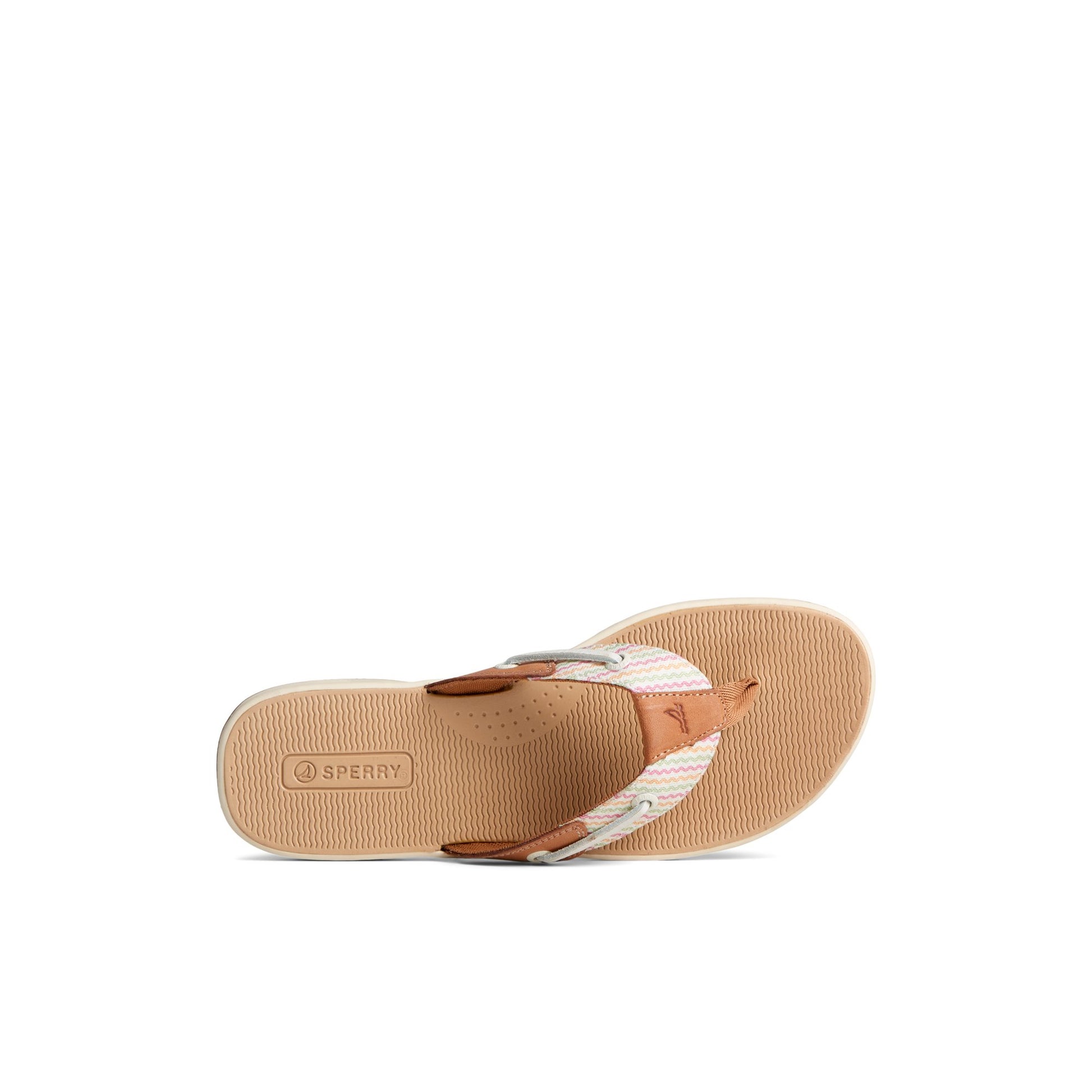 Top-down view of the Natural Seafish Striped Sandal Flip Flop Thong Sandals