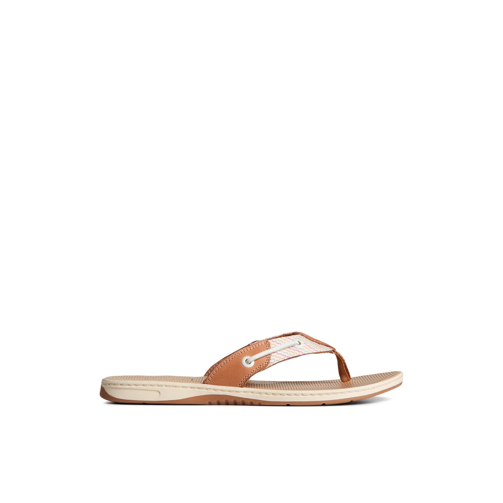 Main View of Natural Seafish Striped Sandal Flip Flop Thong Sandals for Womens