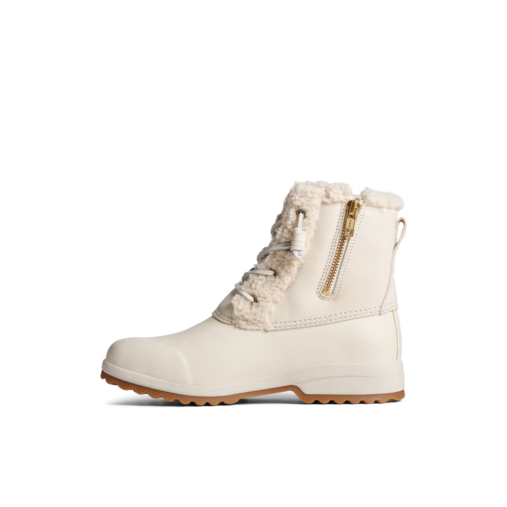 Side view of Bone Maritime Repel Teddy Trim Snow Boot Fall/Winter Boots