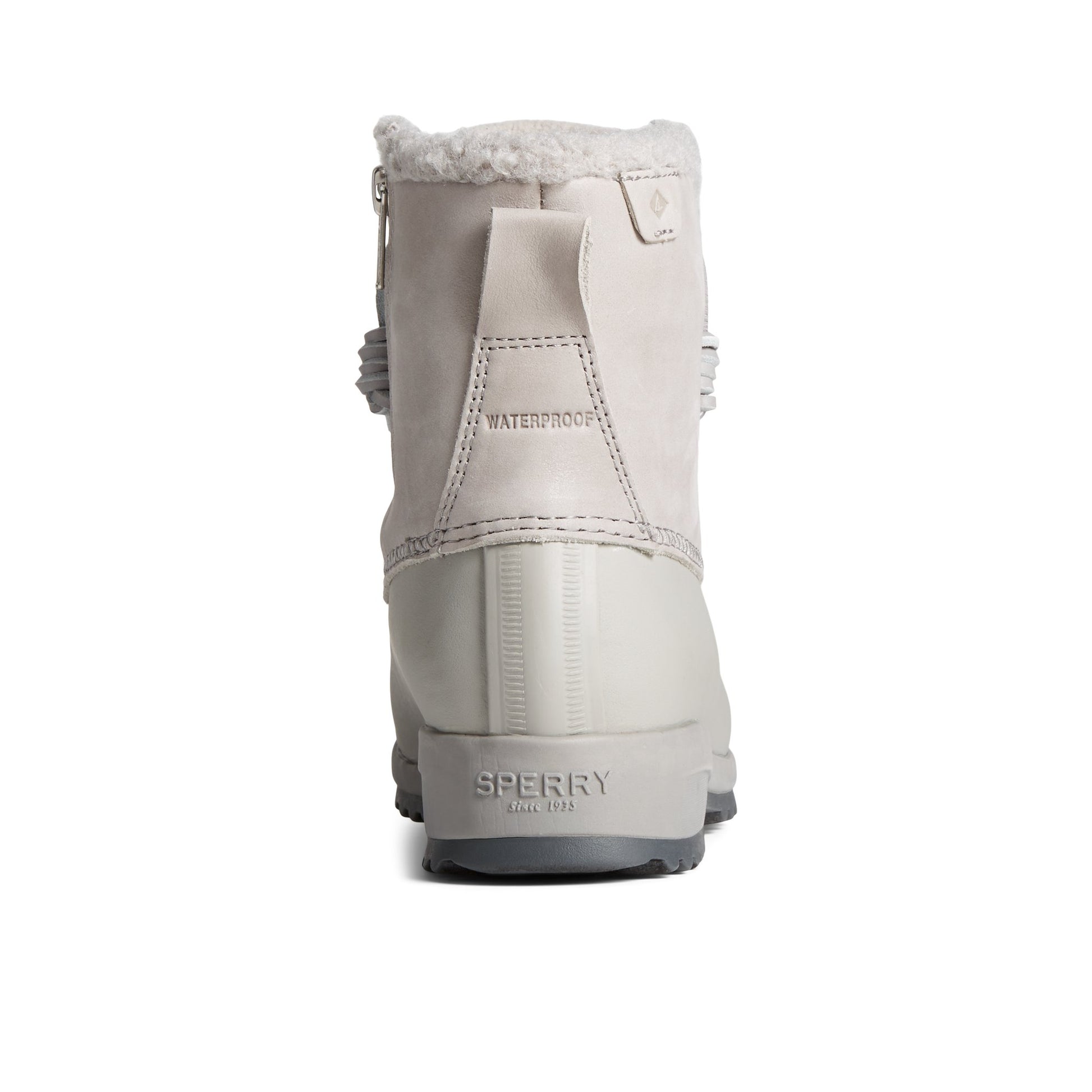 Close-up of the Grey Maritime Repel Teddy Trim Snow Boot Fall/Winter Boots