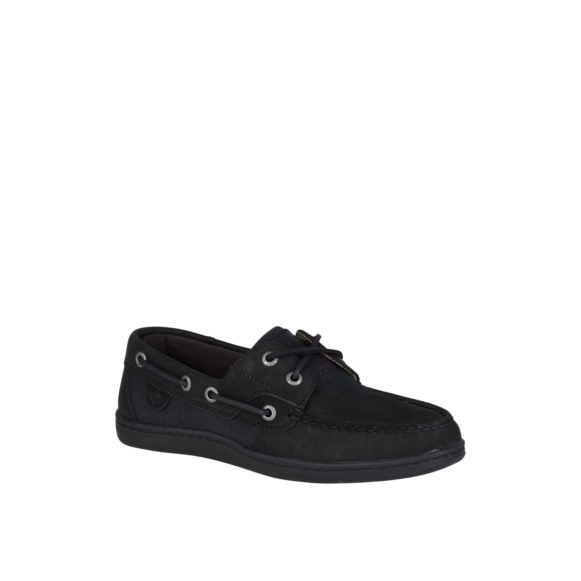 Three-quarter angle of Black Koifish Boat Shoe Boat Shoe's front side