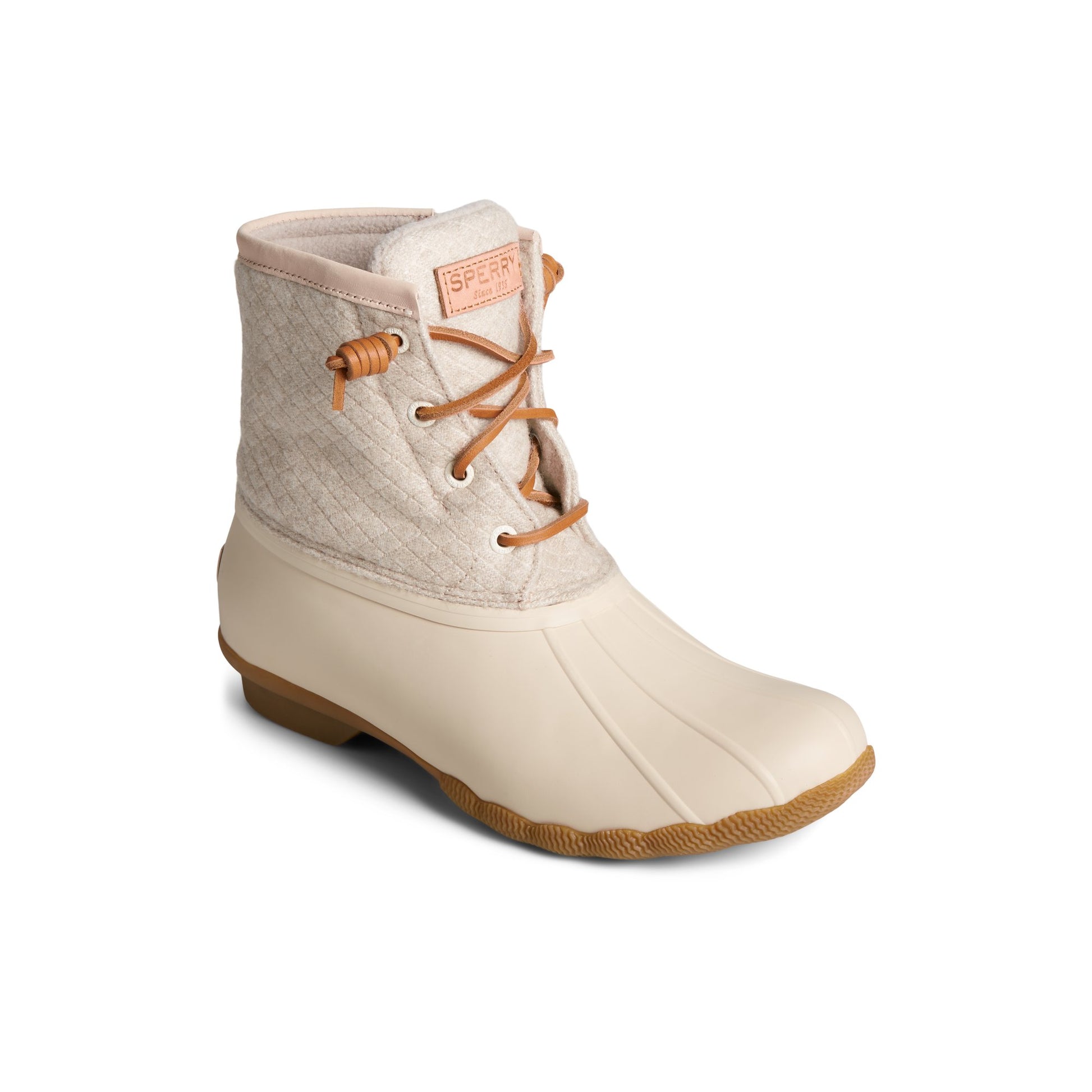 Three-quarter angle of Bone Saltwater™ Wool Embossed Thinsulate™ Duck Boot Duck Boots's front side