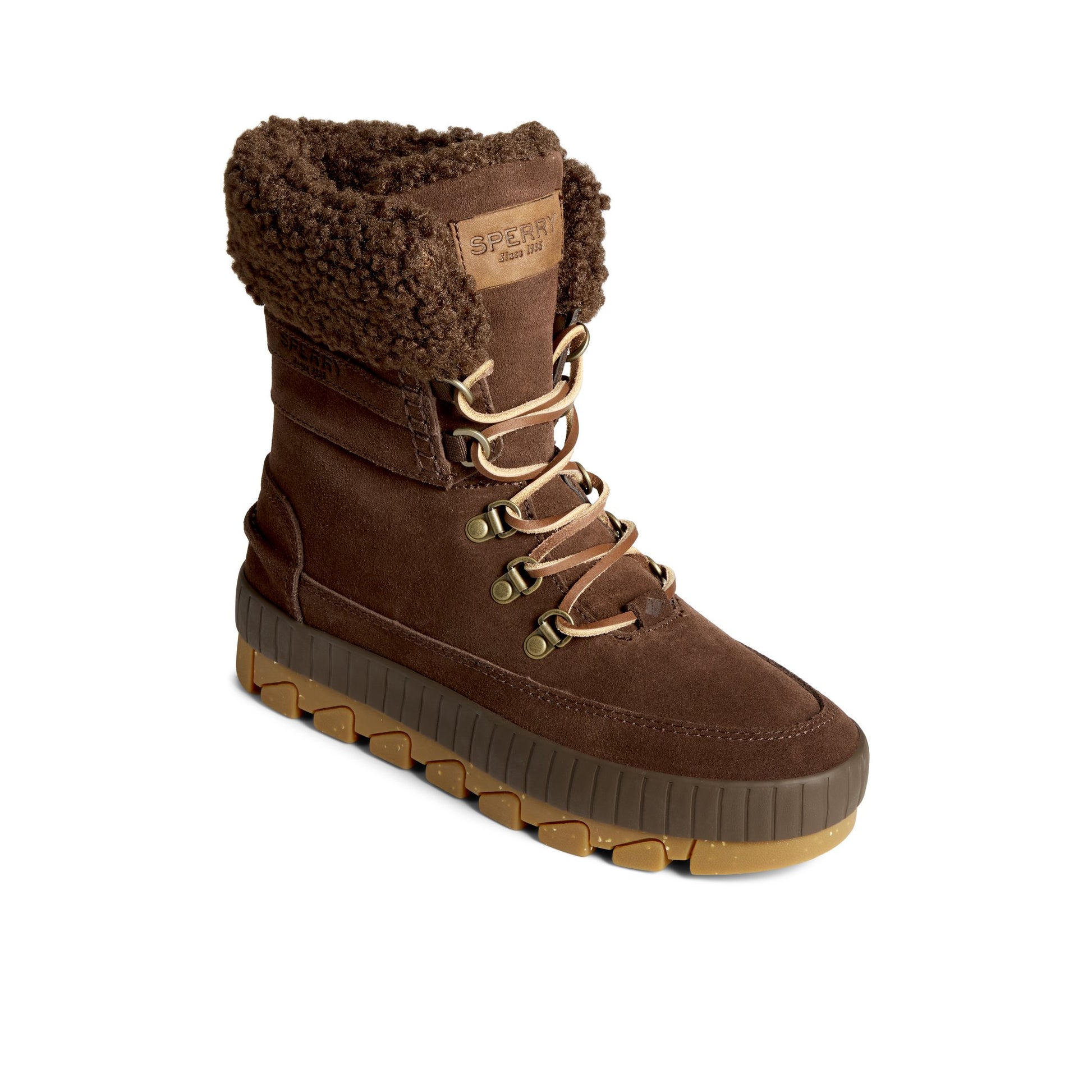 Three-quarter angle of Dark Brown Torrent Lace Up Boot Fall/Winter Boots's front side