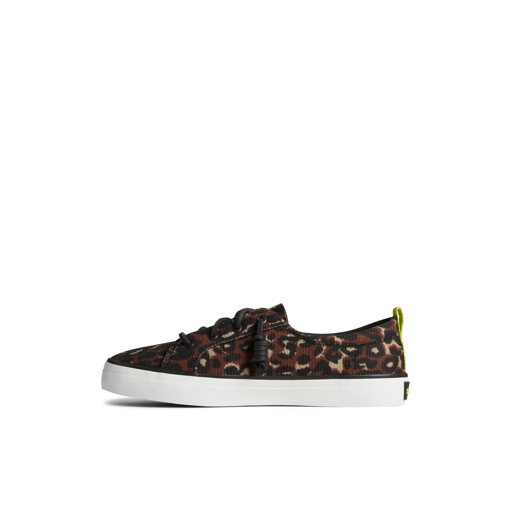 Side view of Black Crest Vibe Cheetah Sneaker Vulcanized Sneaker