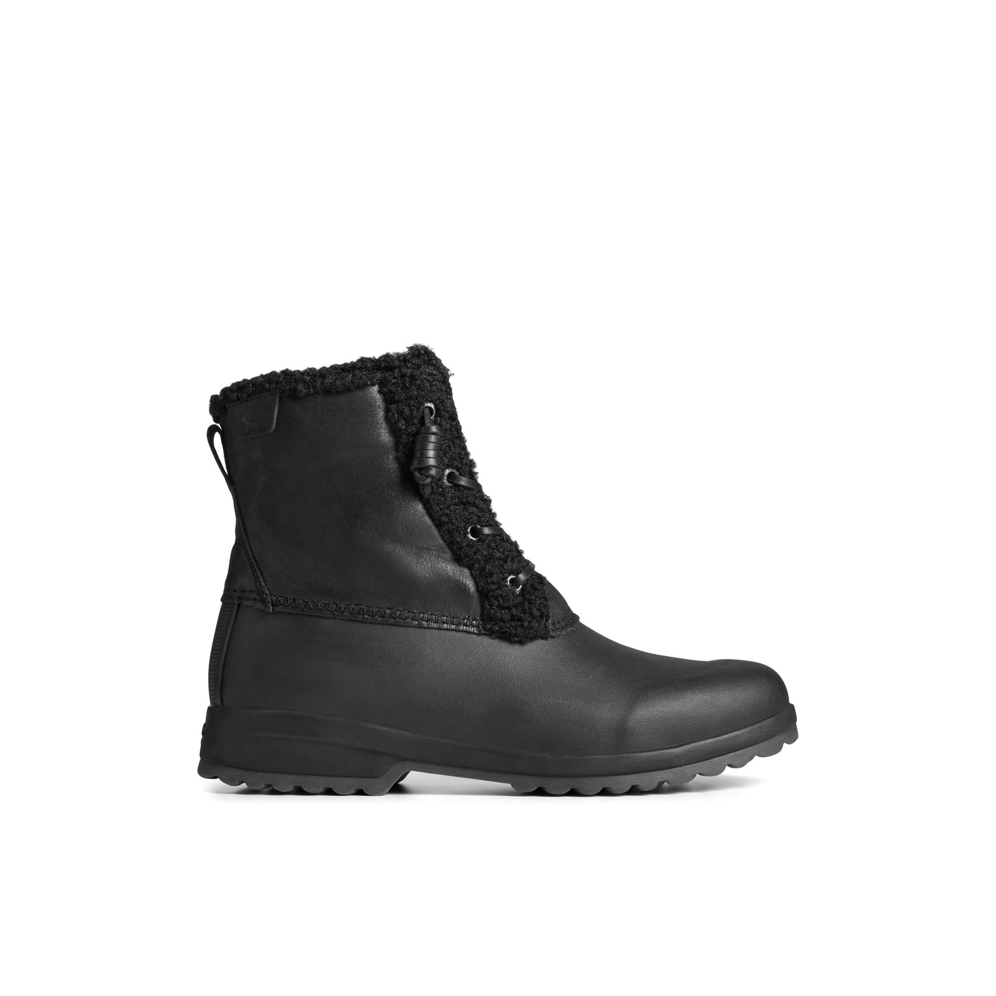 Main View of Black Maritime Repel Teddy Trim Snow Boot Fall/Winter Boots for Womens