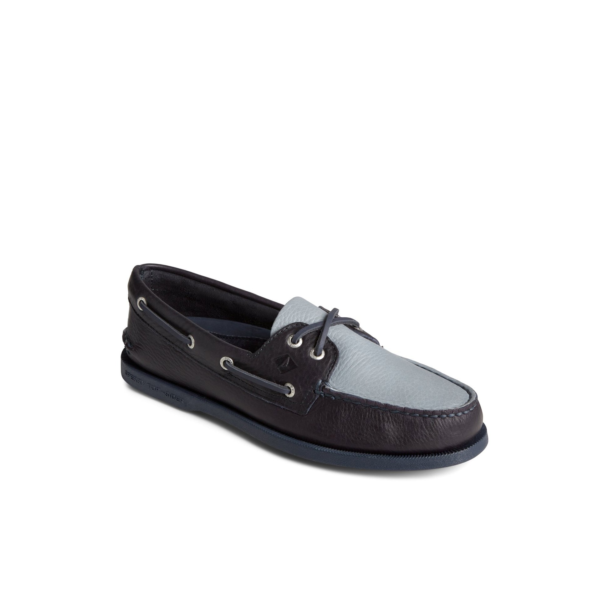 Three-quarter angle of Navy Authentic Original™ Tumbled Boat Shoe Boat Shoe's front side