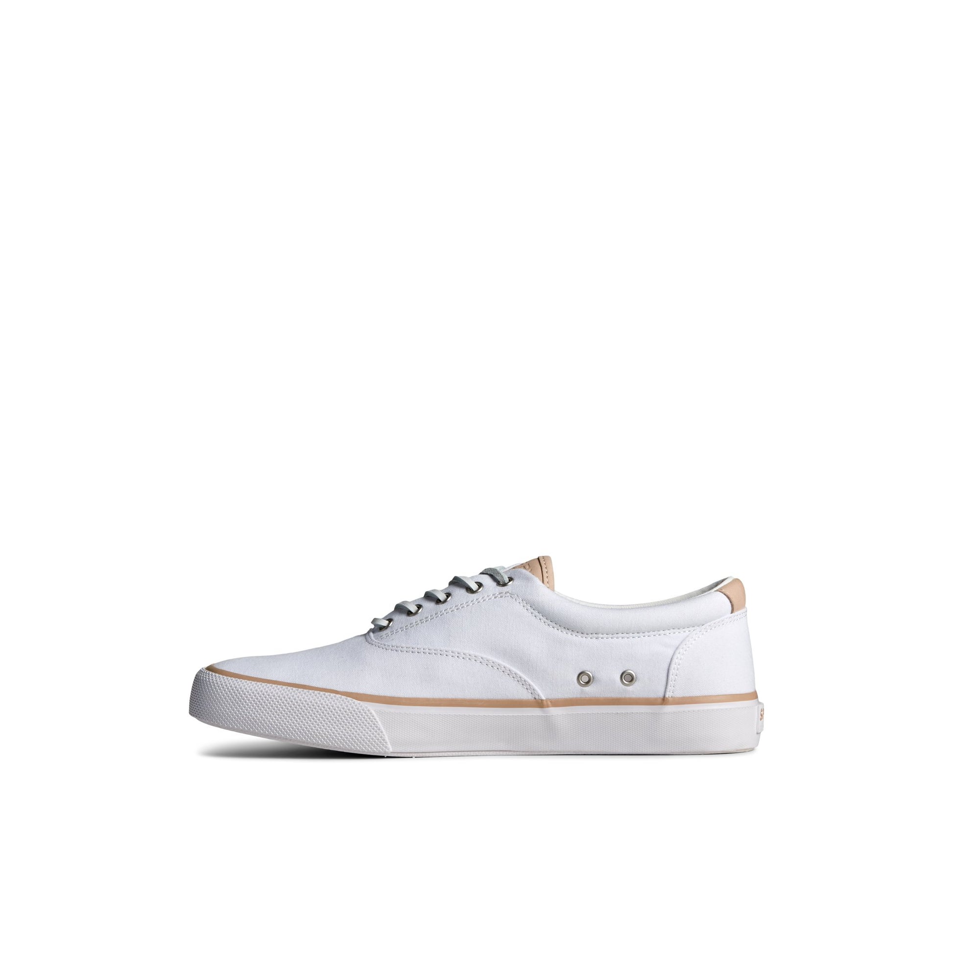 Side view of White SeaCycled™ Striper II CVO Twill Sneaker