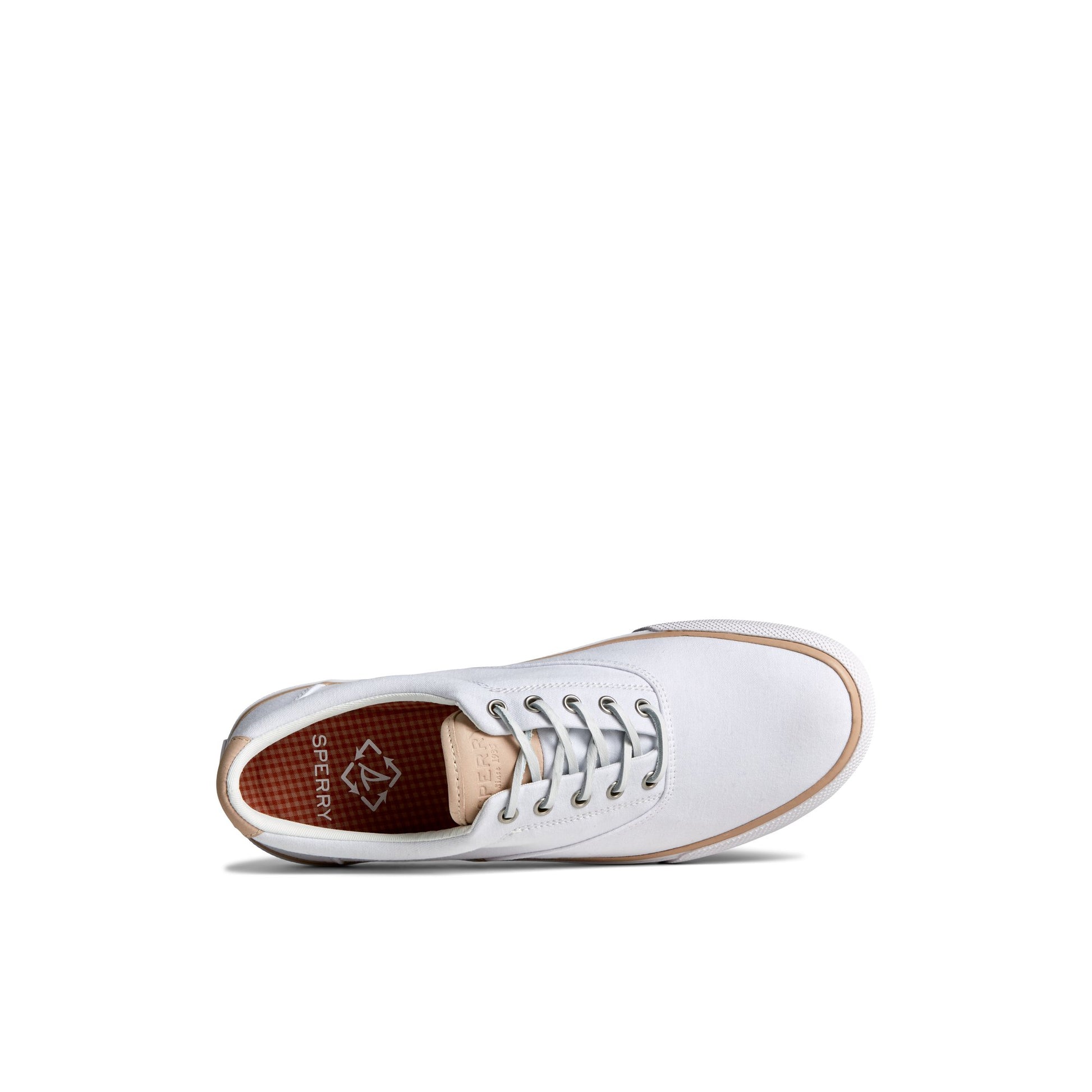 Top-down view of the White SeaCycled™ Striper II CVO Twill Sneaker